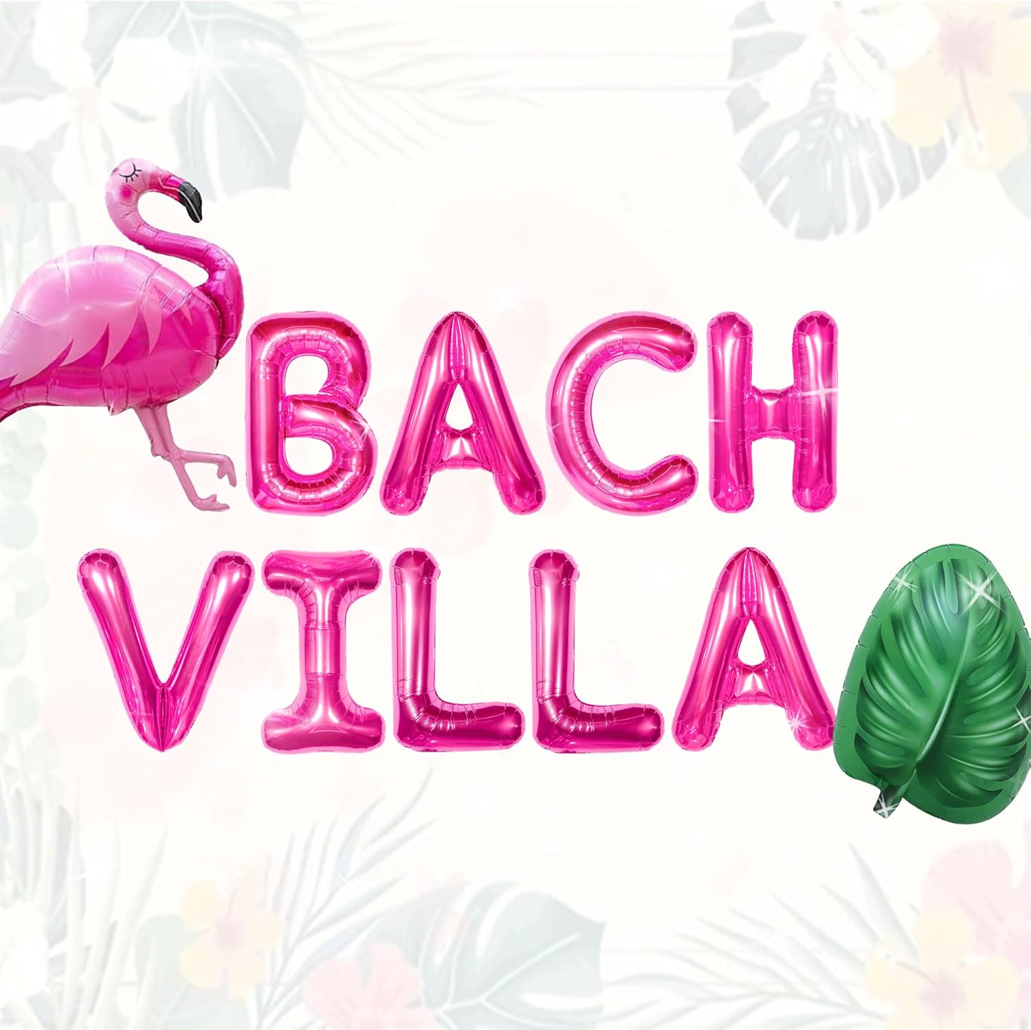 Bach Villa Balloon Banner Flamingo Palm Tree Decor