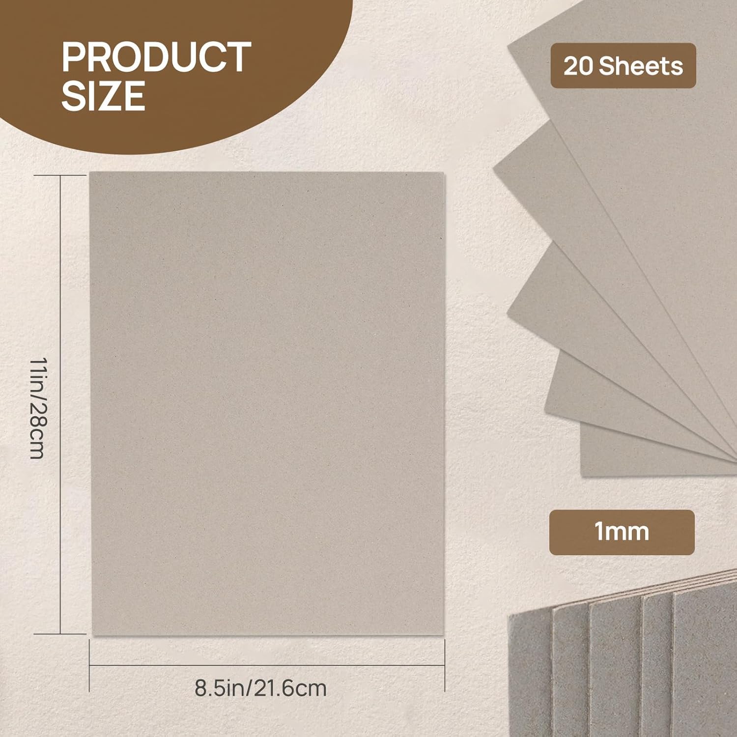 Yanfoam Chipboard Sheets 85 x 11 Inches 40PT Thick Pack of 20
