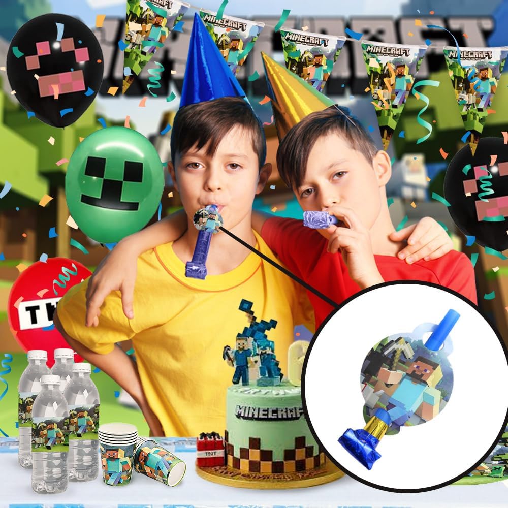 Pixel Miner Craft Birthday Party Decor Kit for 10