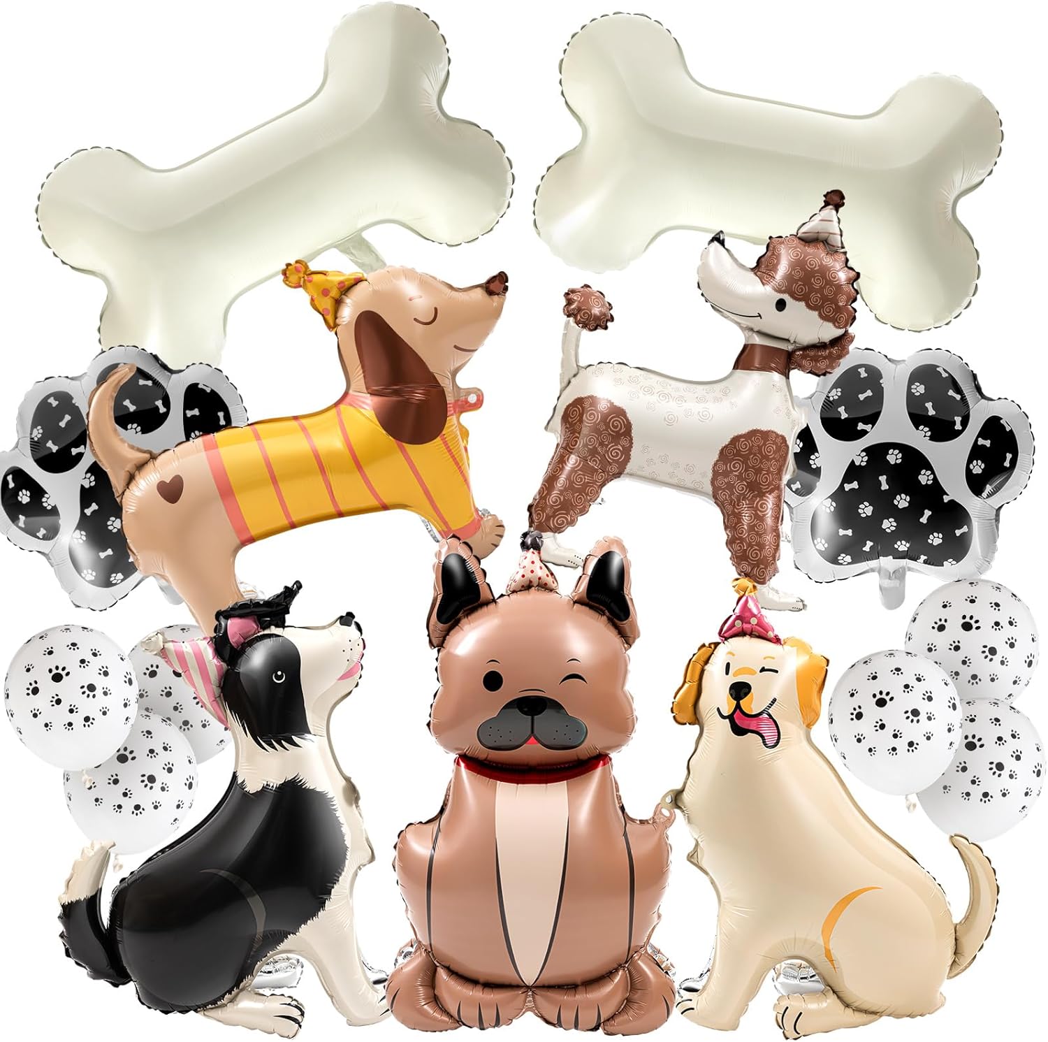 15 Pcs Cute Dog Themed Balloons Party Decorations