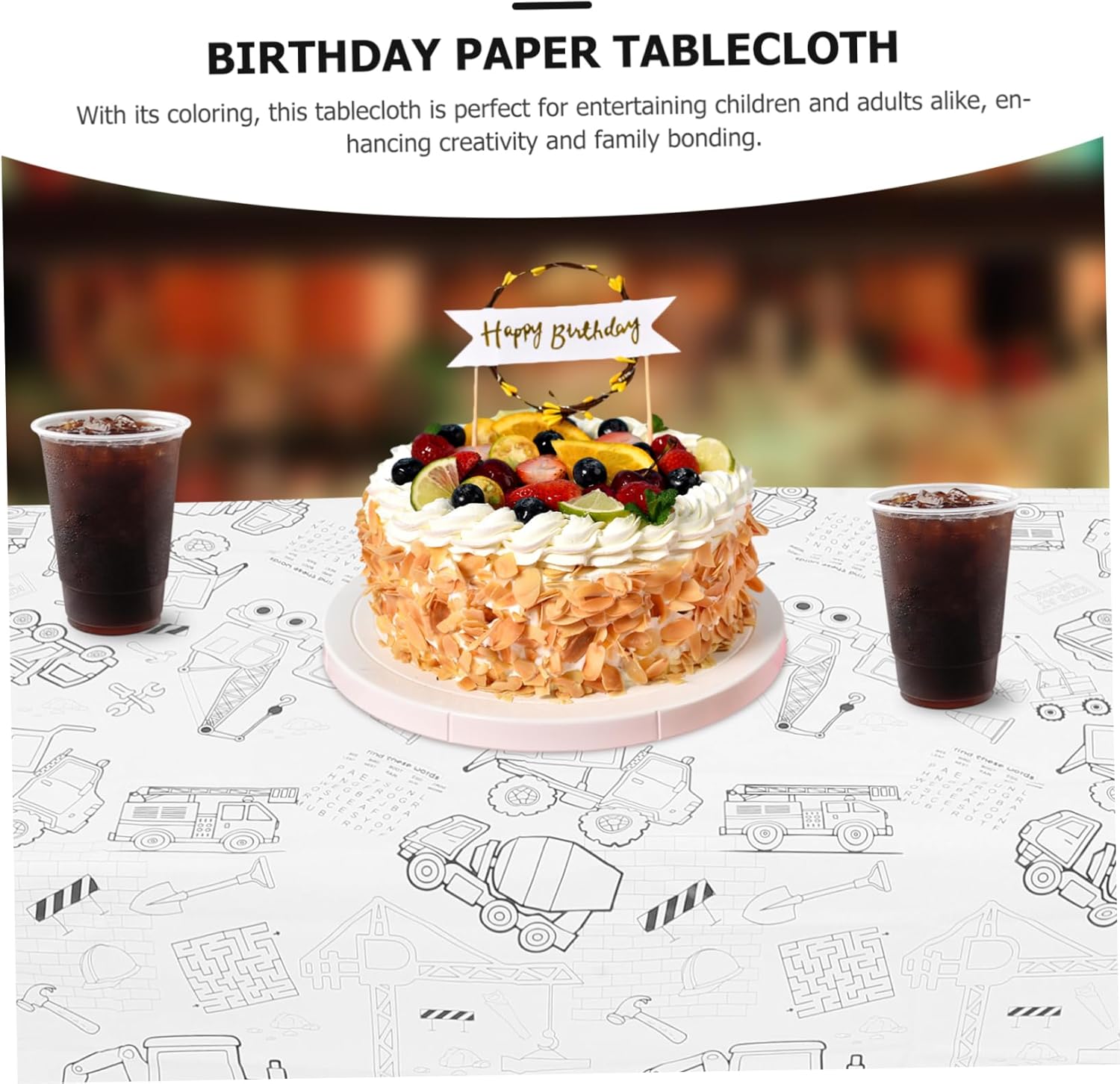 Birthday Coloring Tablecloth for Parties and Celebrations