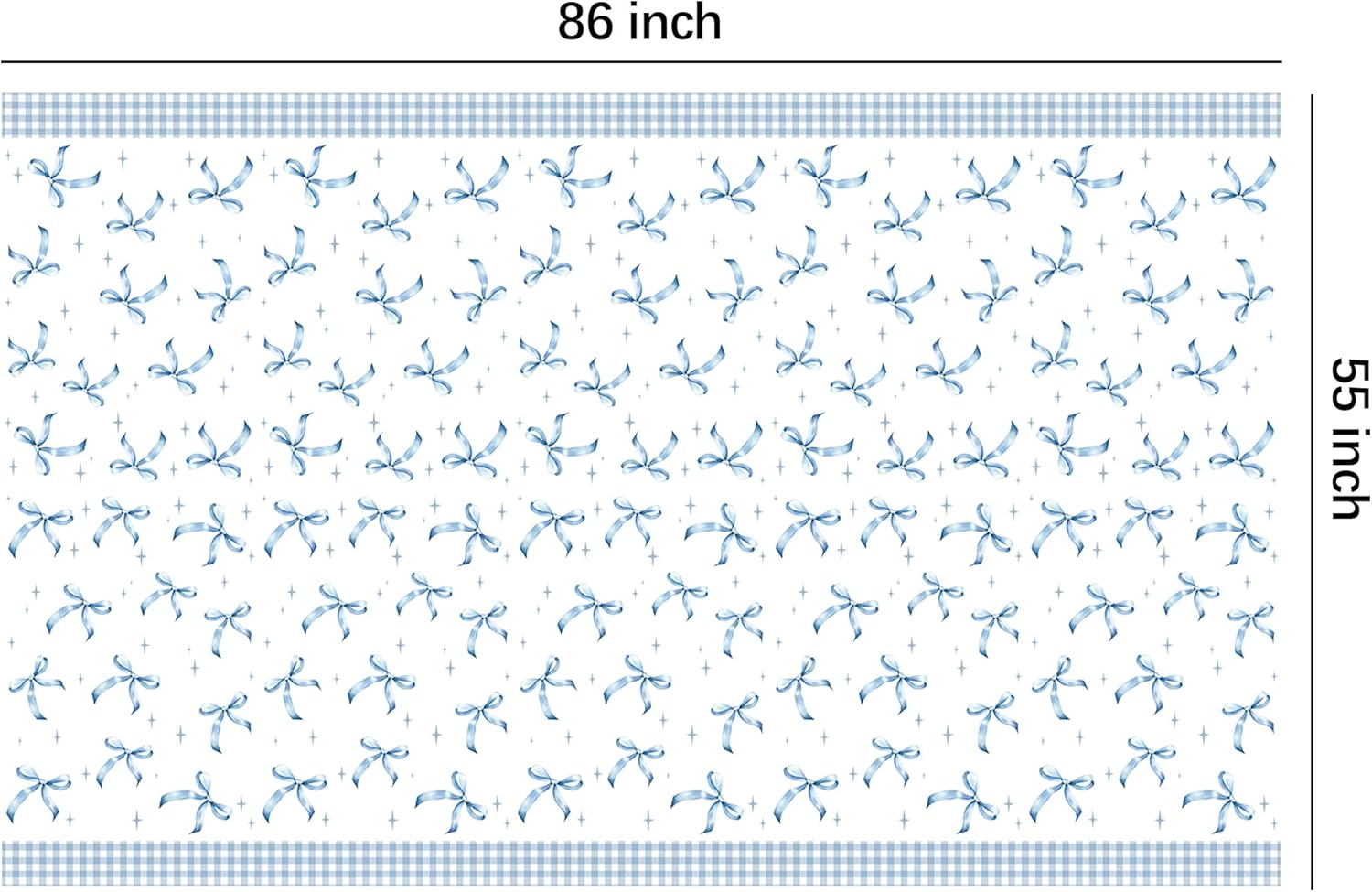 Blue Bow Party Tablecloth 3pcs for Birthday Baby Shower