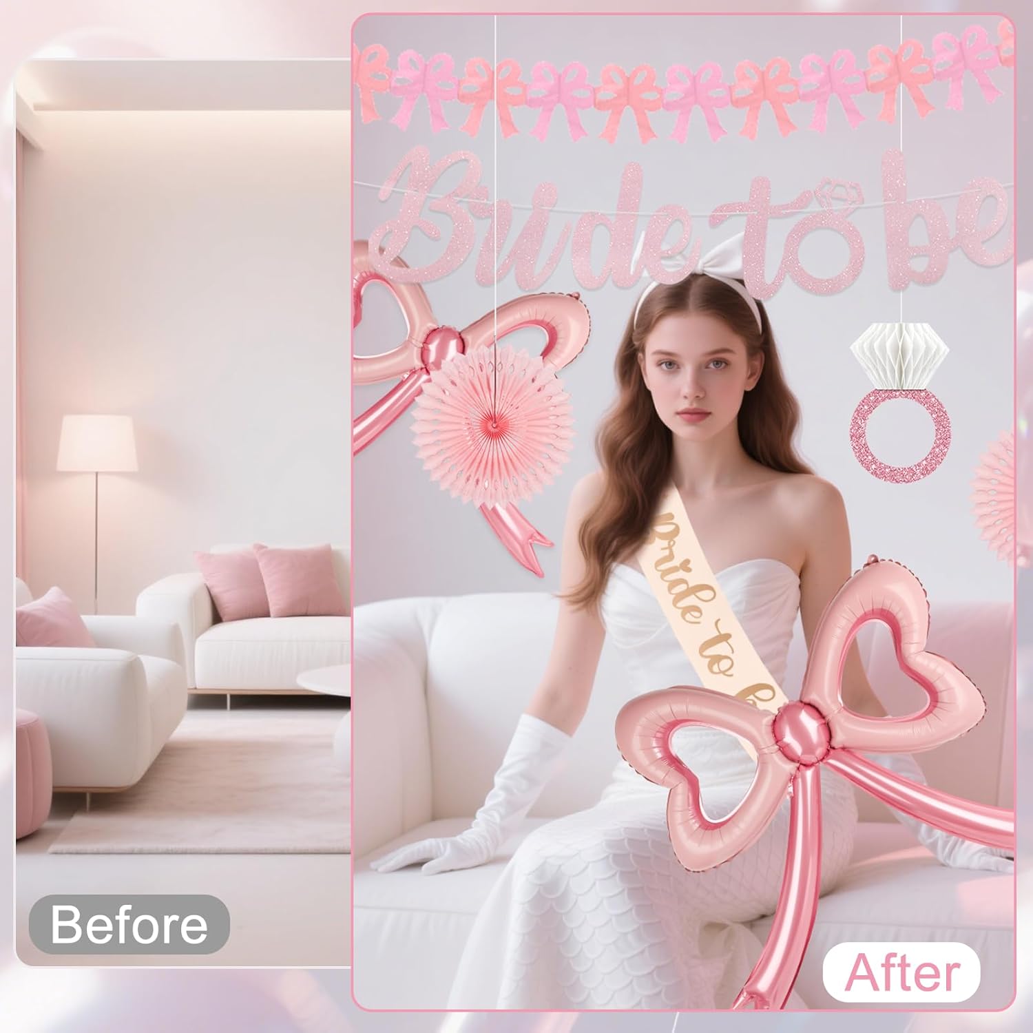 Bridal Shower Decorations with Bow Balloons and Fans