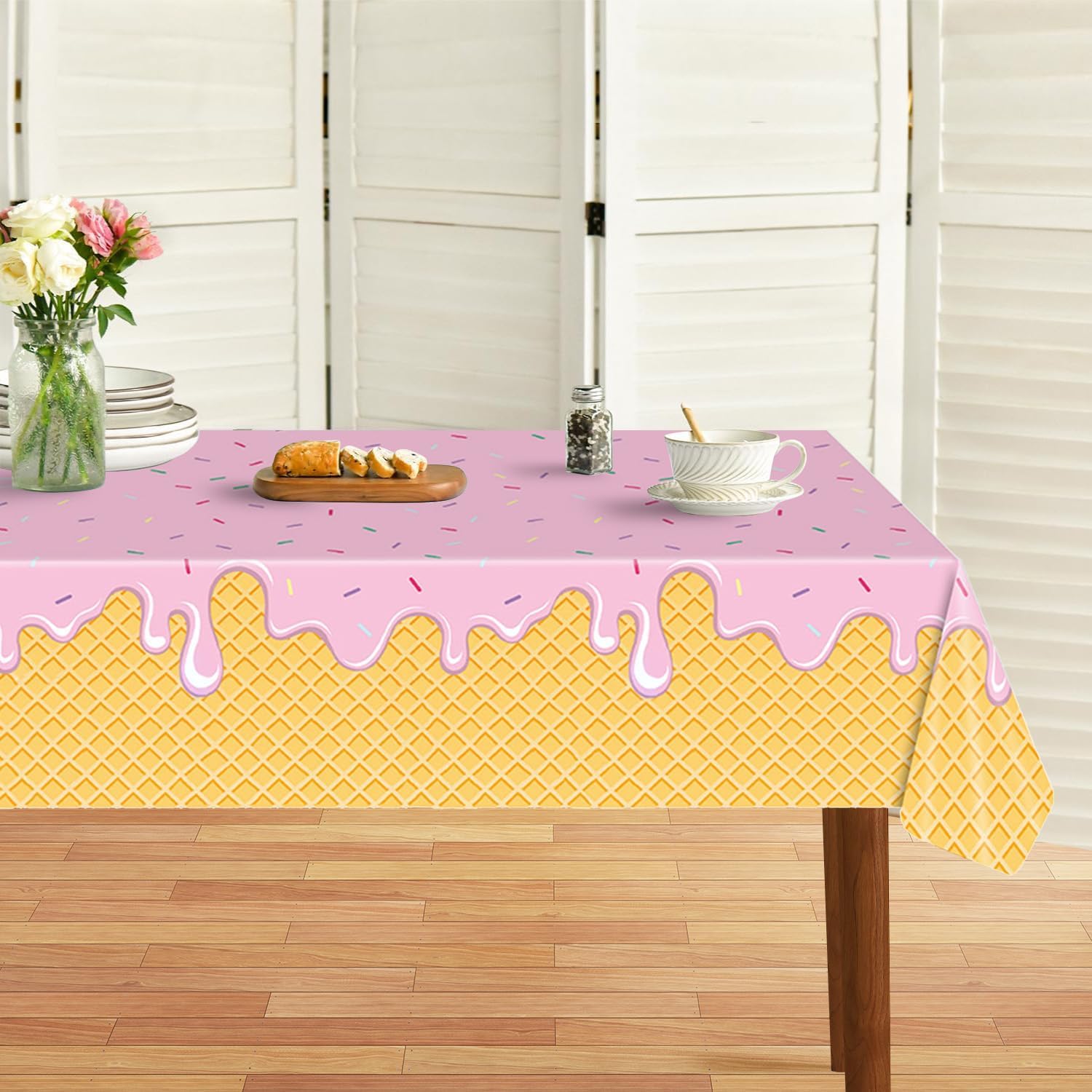 Foxrush Ice Cream Themed 3 Pc Tablecloths Pink Blue Green