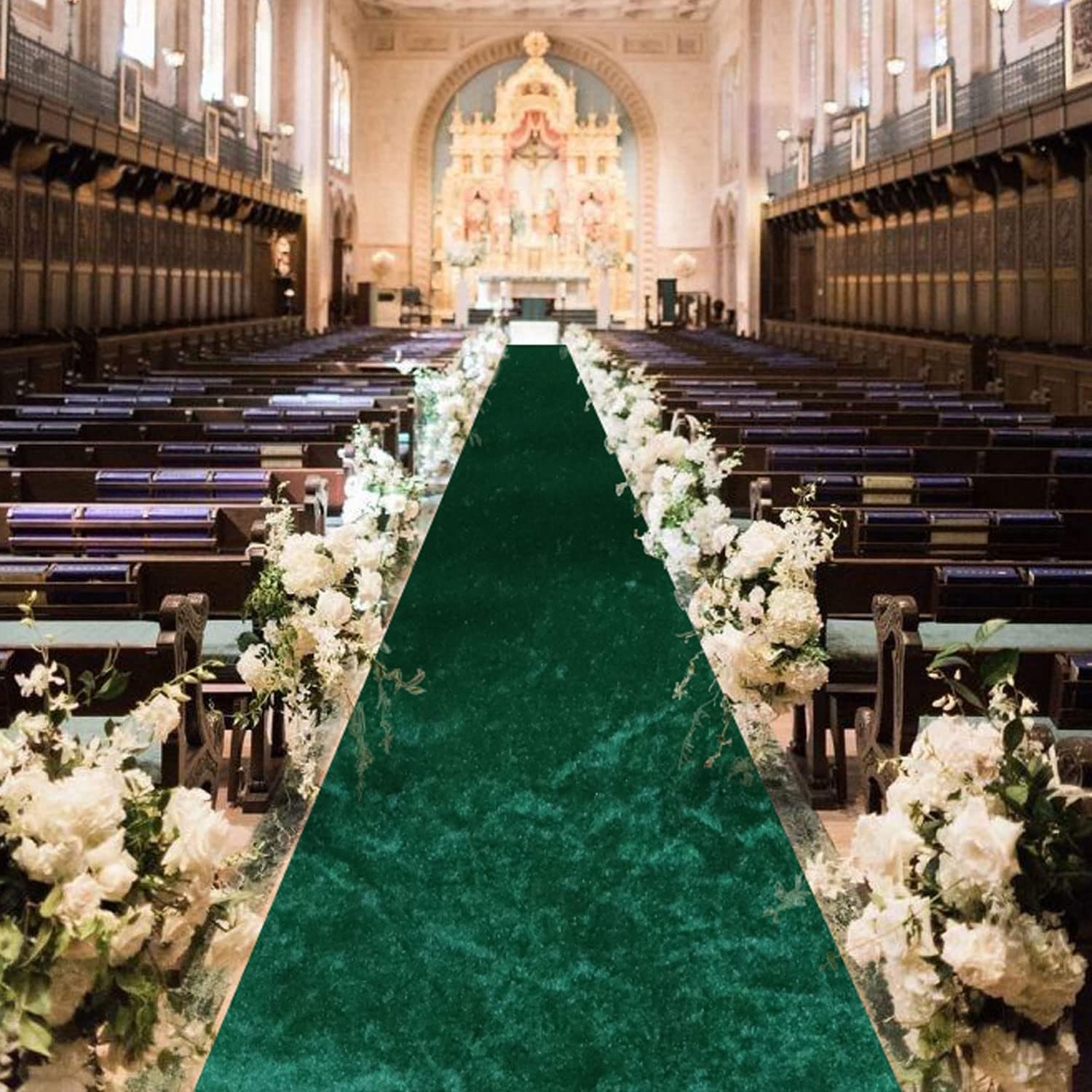 Emerald Green Velvet Aisle Runner 24in x 15ft