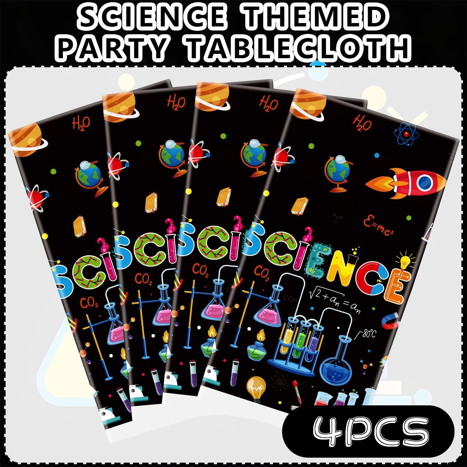 4 Pack Science Party Decorations Table Covers 54x86 Inch