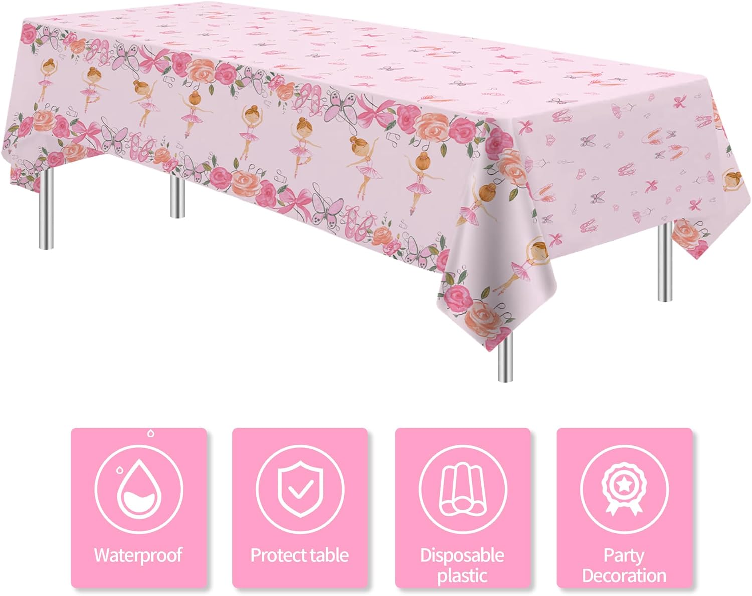 Xigejob Ballerina Party Tablecloth Set 3 Pack 54x108 Inches