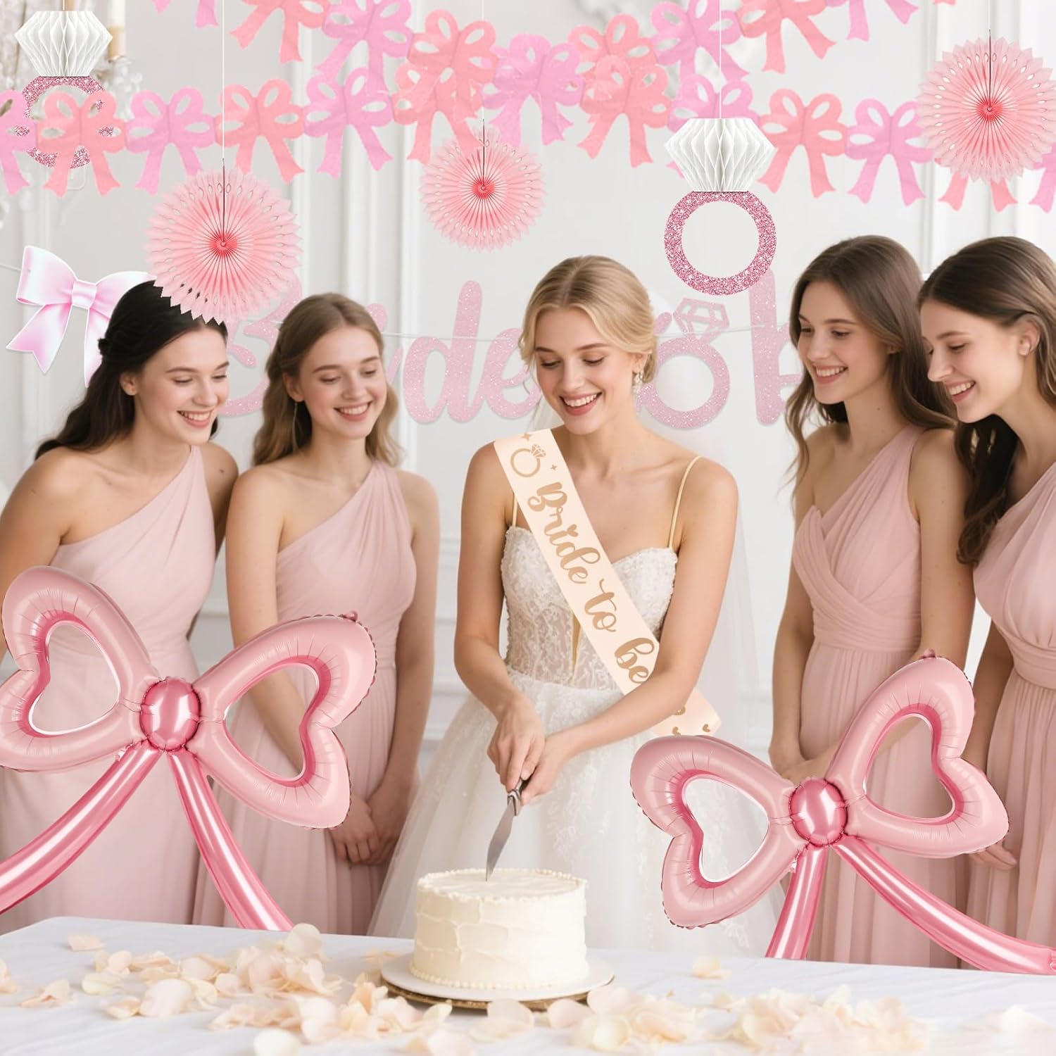 Bridal Shower Decorations with Bow Balloons and Fans
