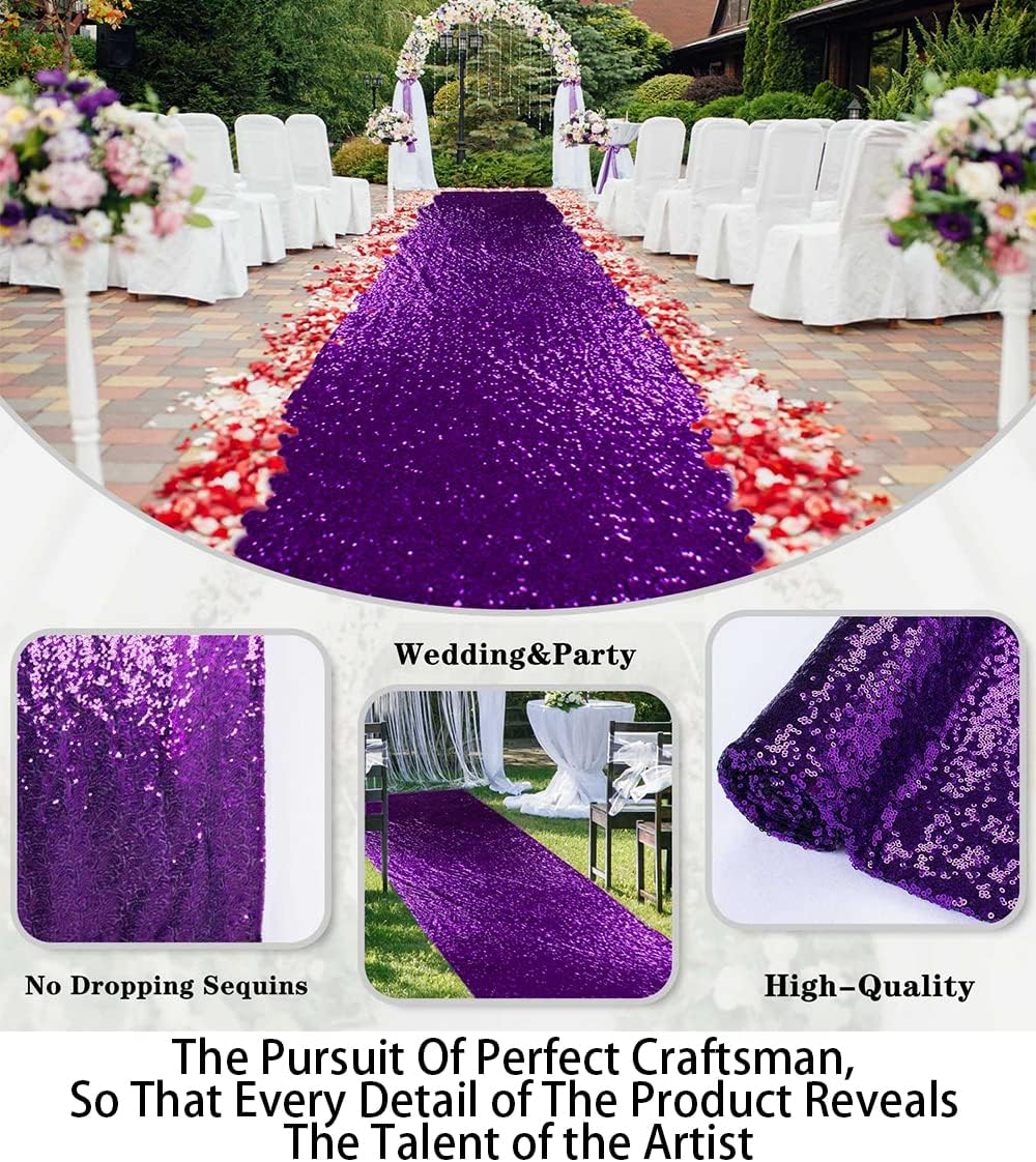 Partisout Royal Purple Sequin Aisle Runner 2ft x 15ft