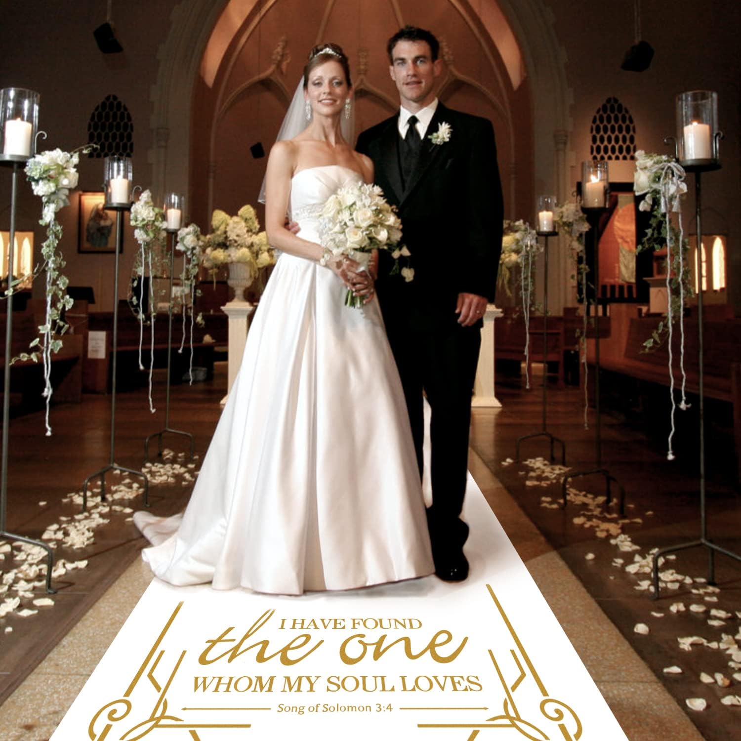 White Wedding Aisle Runner with Pull String 3x50 Feet 1
