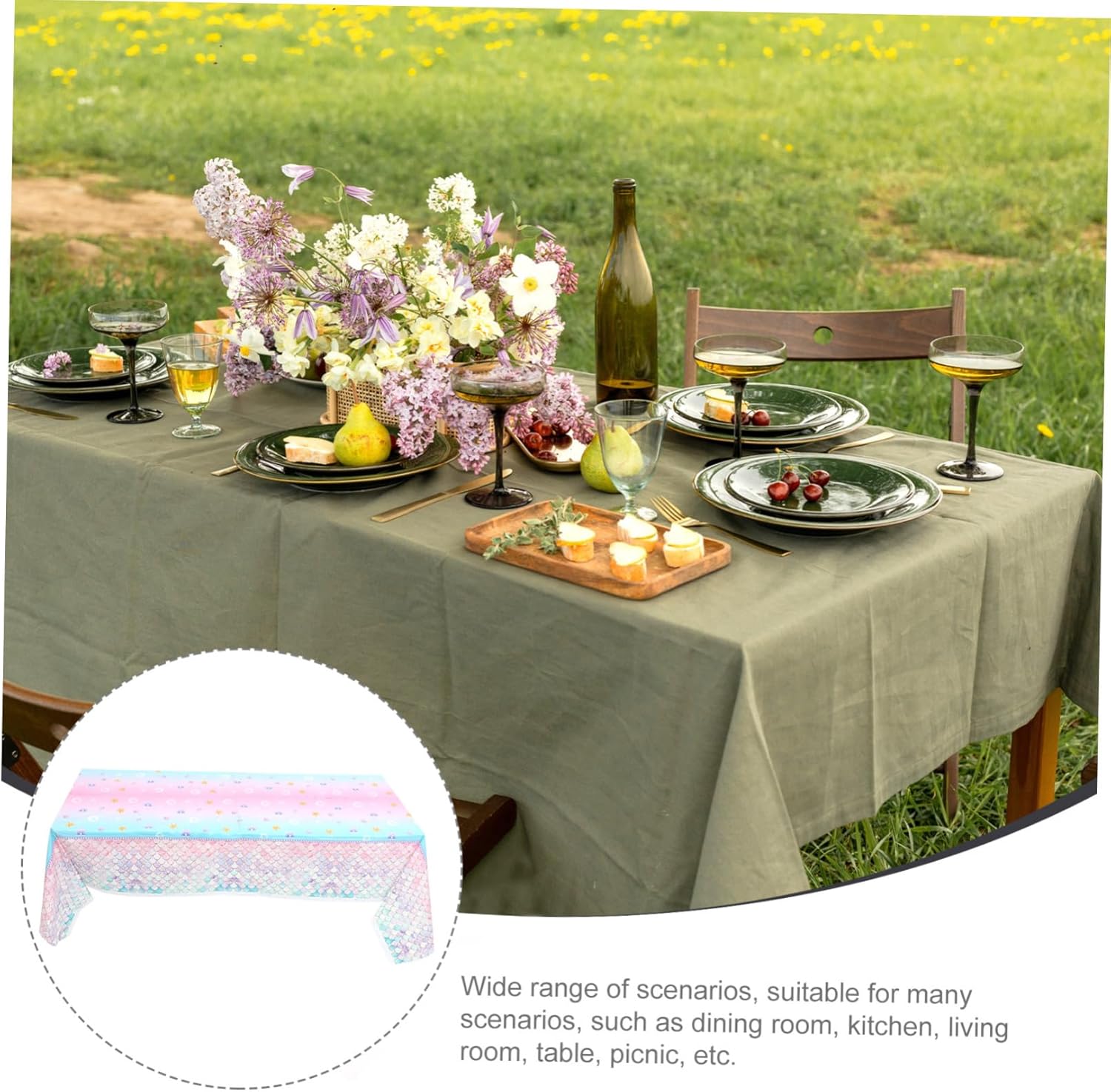 Unomor Mermaid Themed Birthday Tablecloth for Boys and Girls