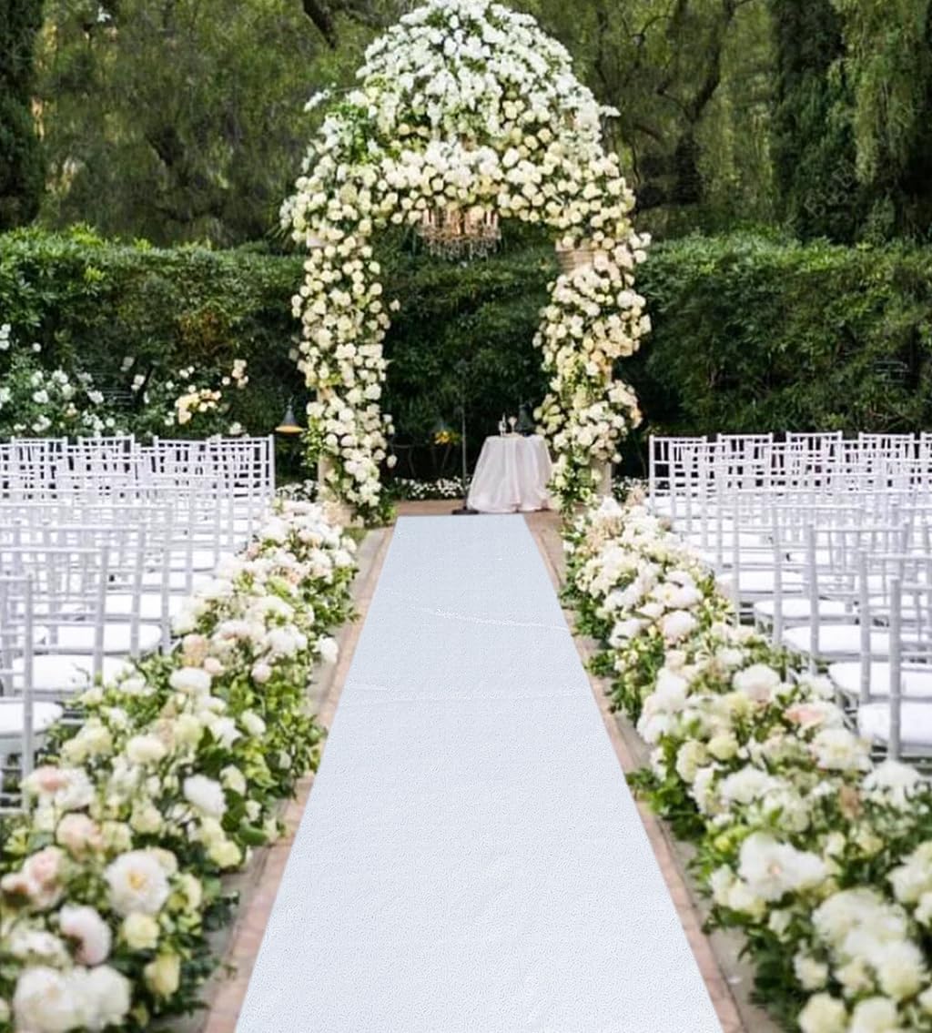 White Sequin Aisle Runner 3FTx15FT Wedding Carpet