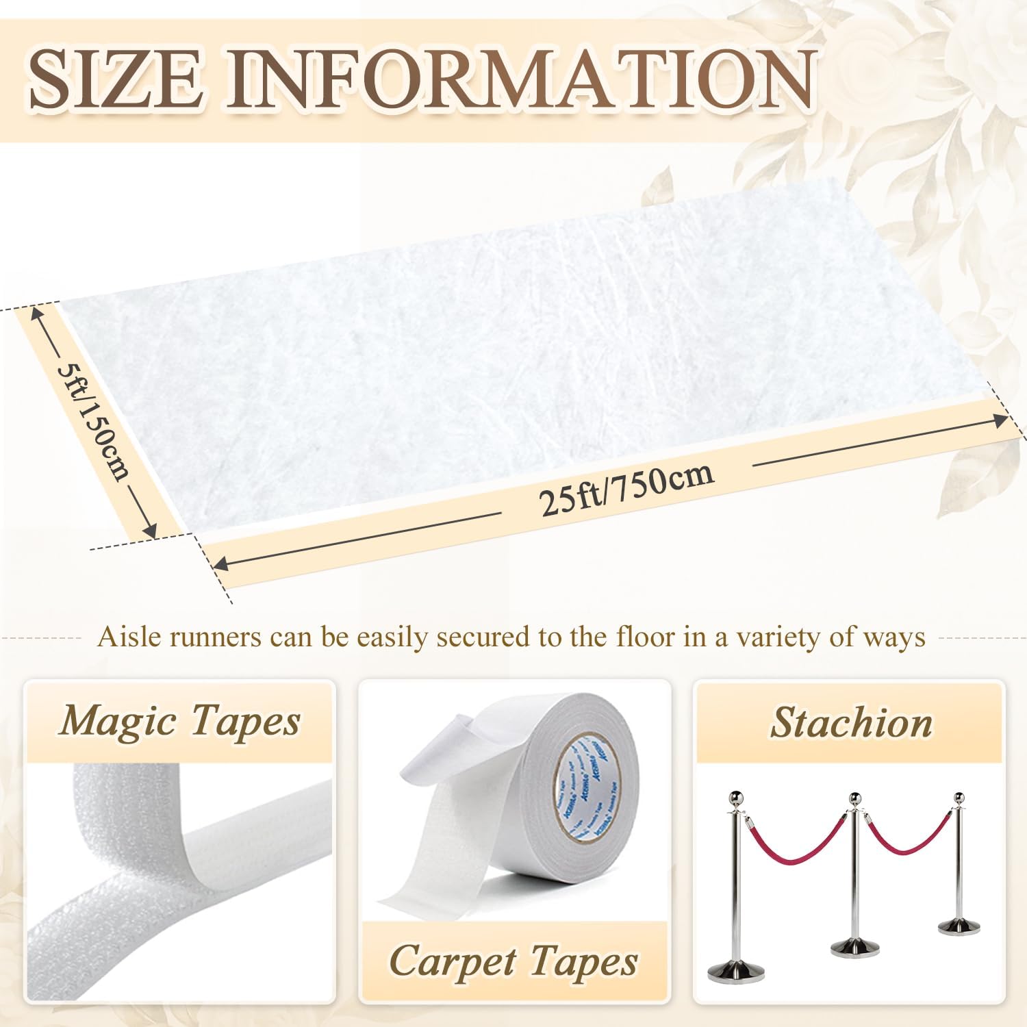 White Velvet Aisle Runner for Wedding 5FTx25FT