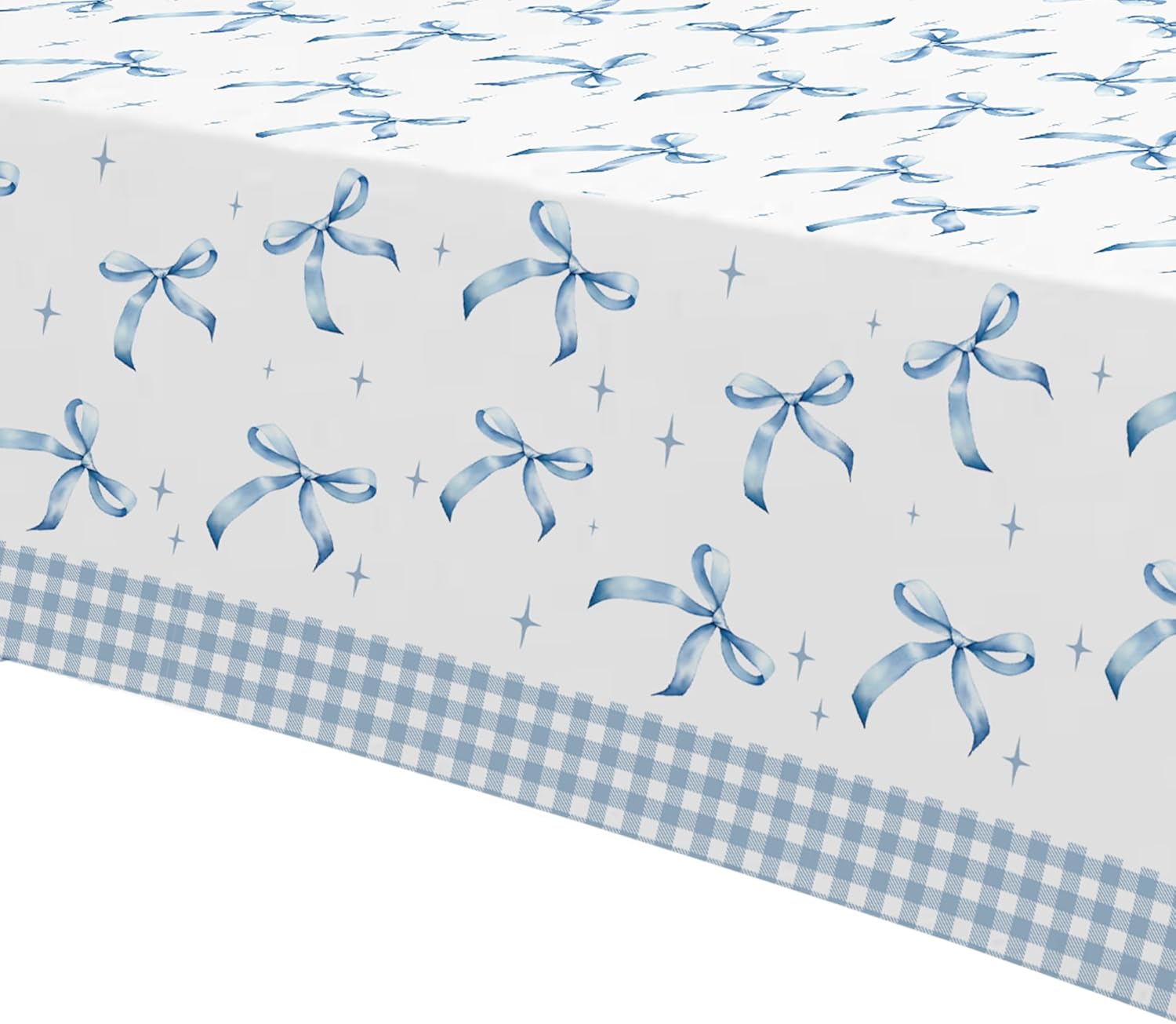 Blue Bow Party Tablecloth 3pcs for Birthday Baby Shower