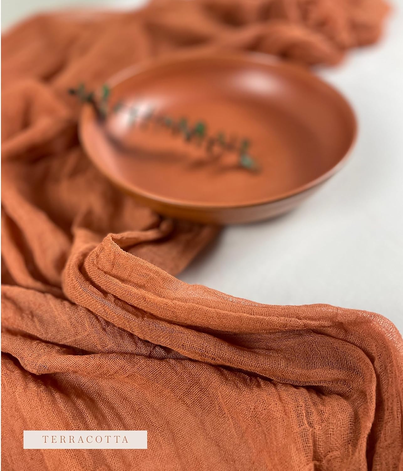 ByFern Studio 60ft Terracotta Orange Rust Cheesecloth Table Runners