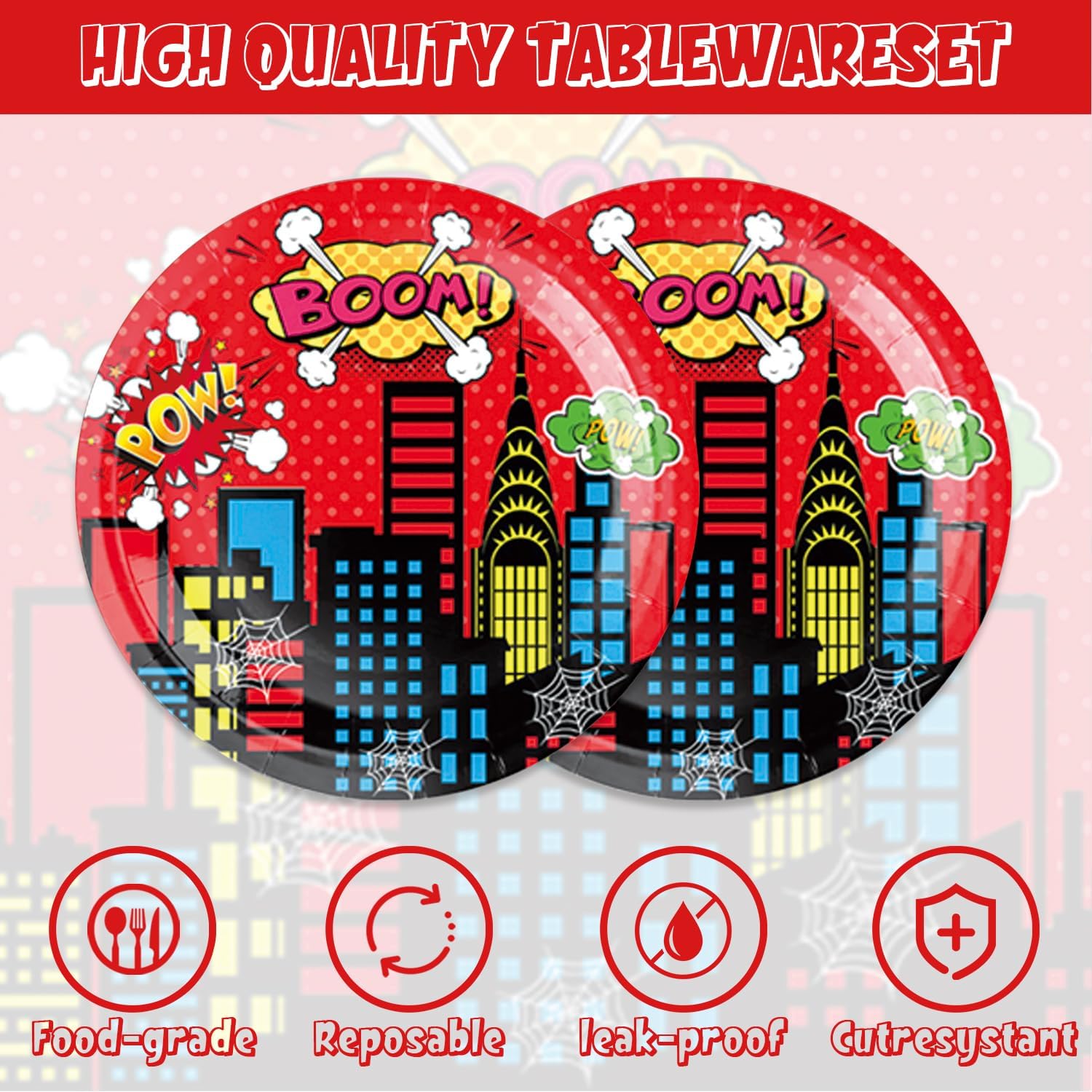 40 Pack Superhero Birthday Party Decorations