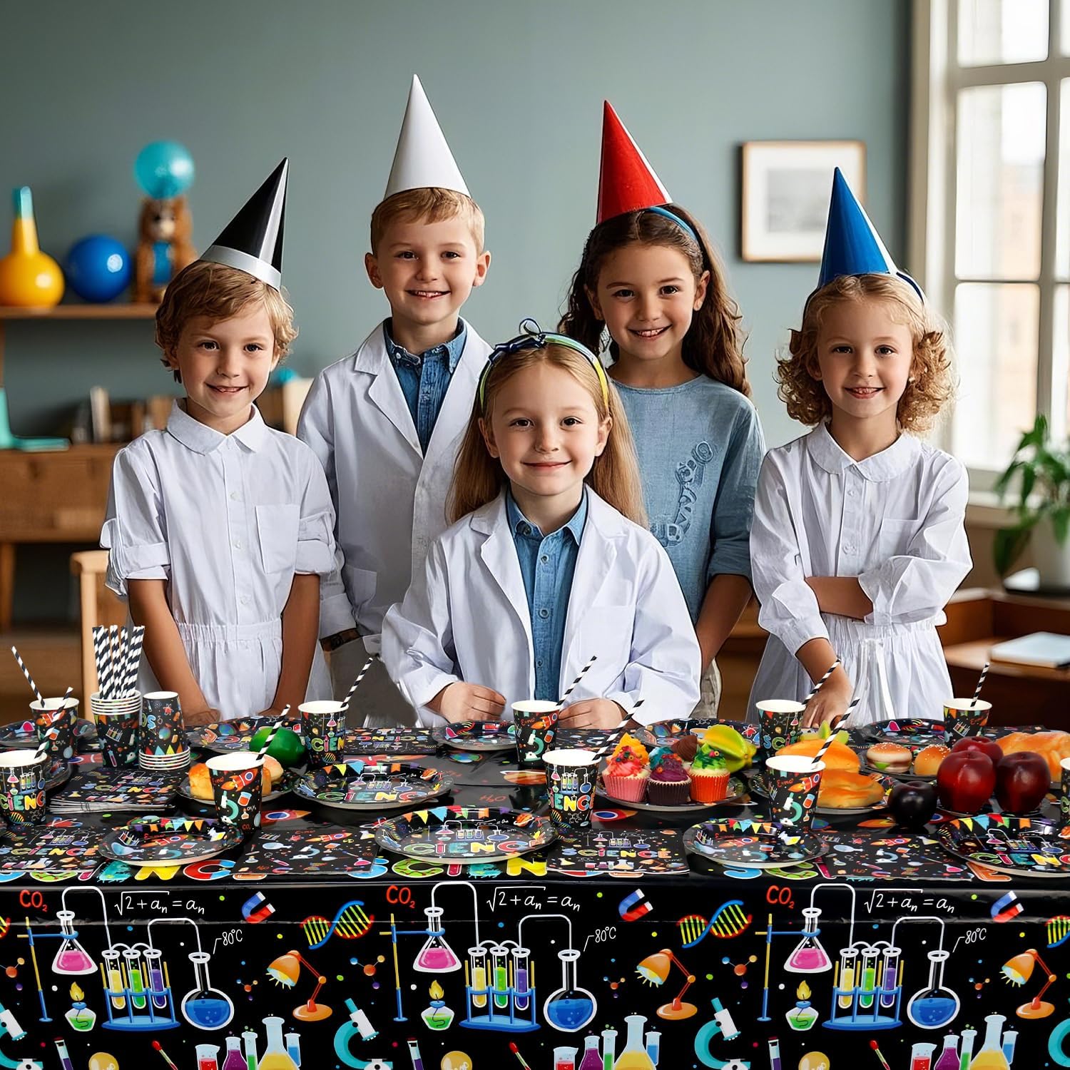 4 Pack Science Party Decorations Table Covers 54x86 Inch