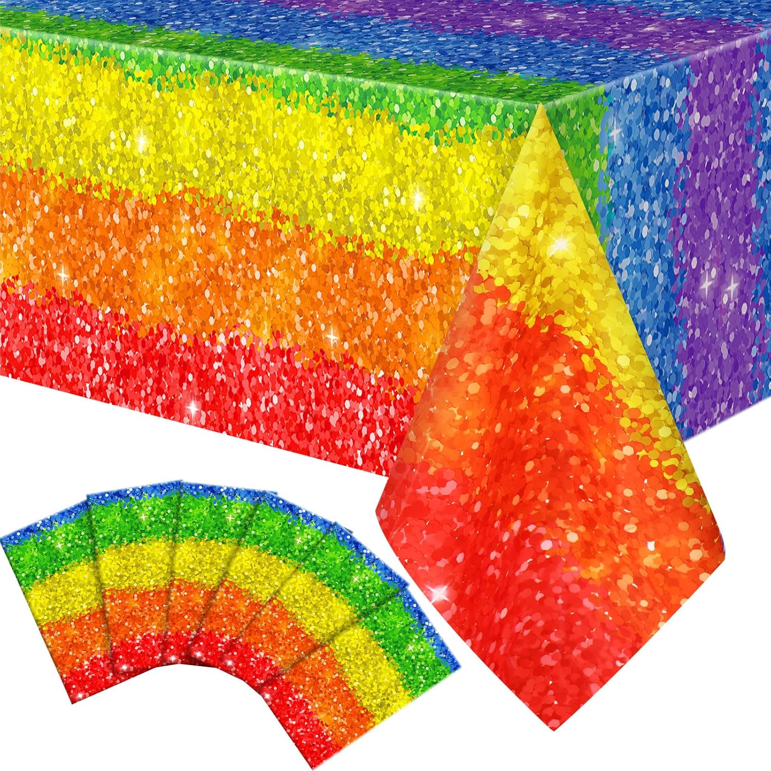 Tudomro Plastic Rainbow Tablecloths 54x108 Inch for Party Decorations