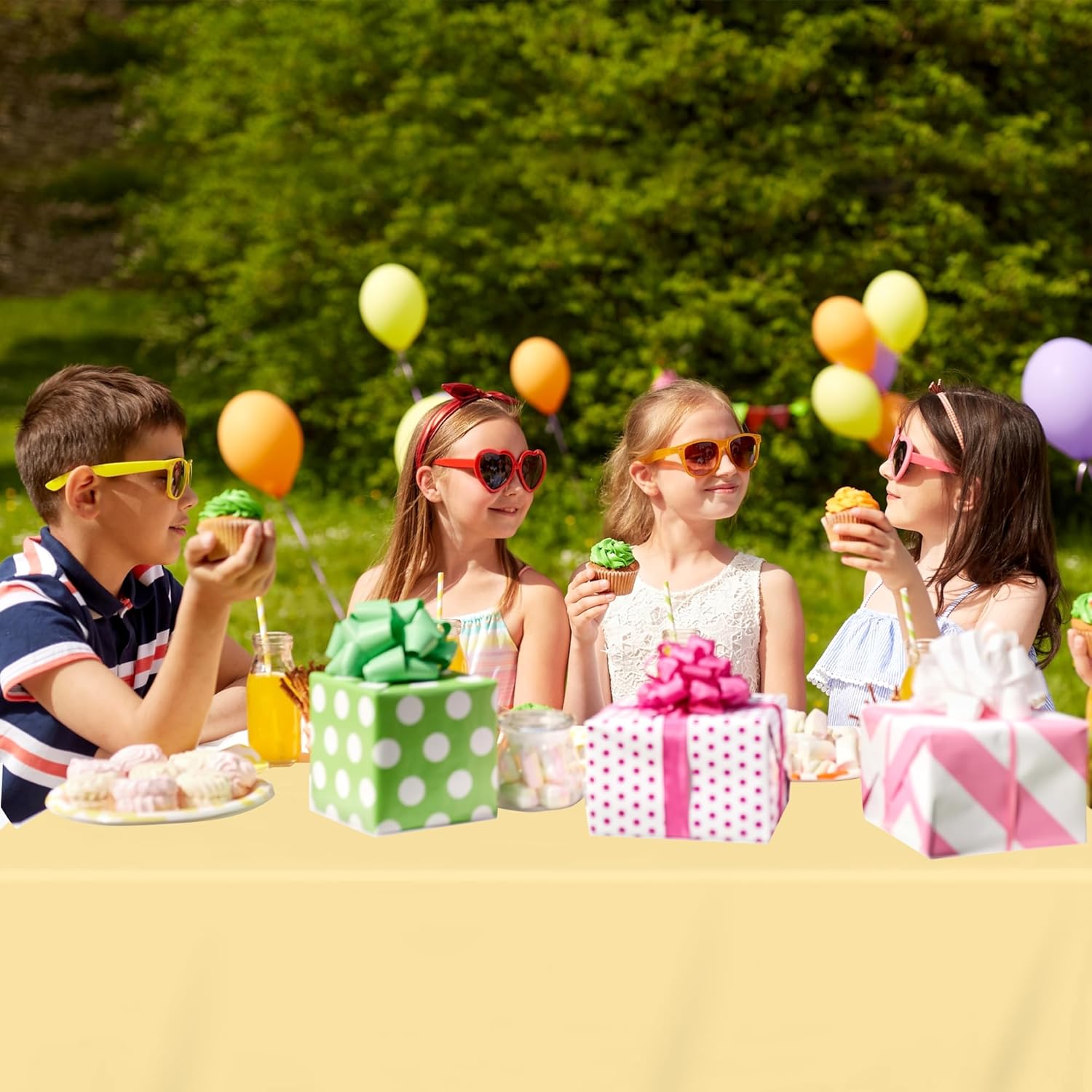 4 Pack Pastel Plastic Tablecloths 54x108 Inch Rainbow Party Decorations