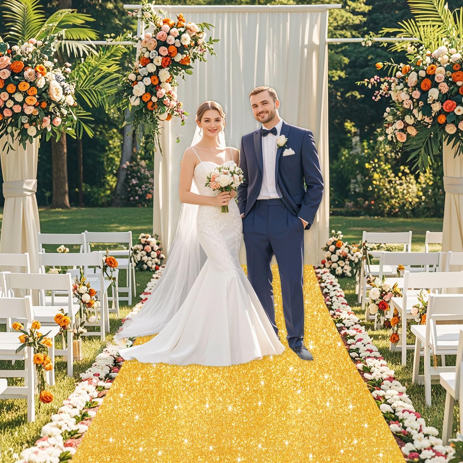 Gold Aisle Runner for Wedding Ceremony 4FTx15FT Sparkle Carpet Runner