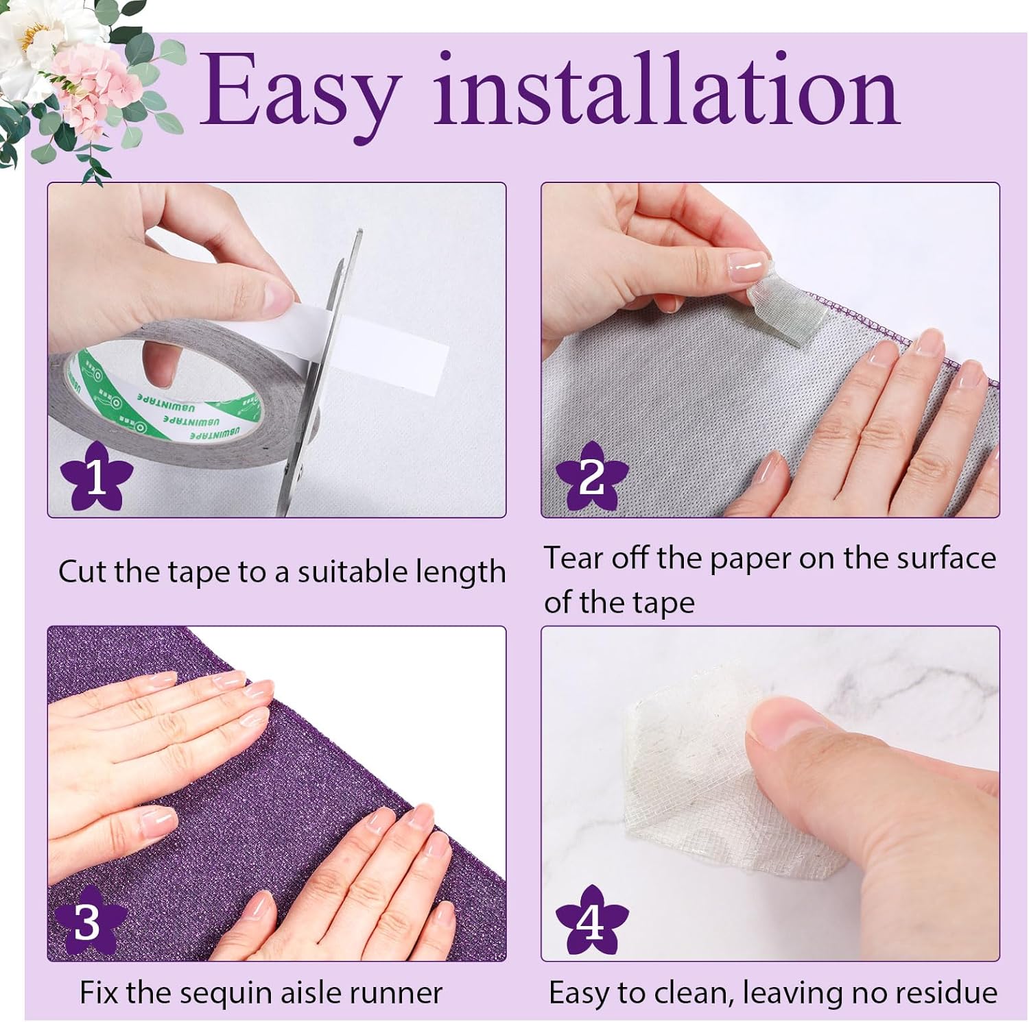 Shihanee Purple Glitter Aisle Runner 2x15ft