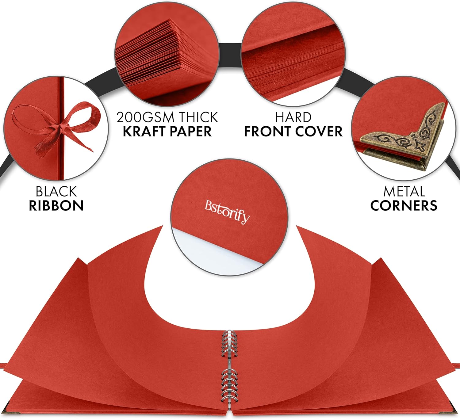 Bstorify Square Scrapbook Album 50 Pages Red