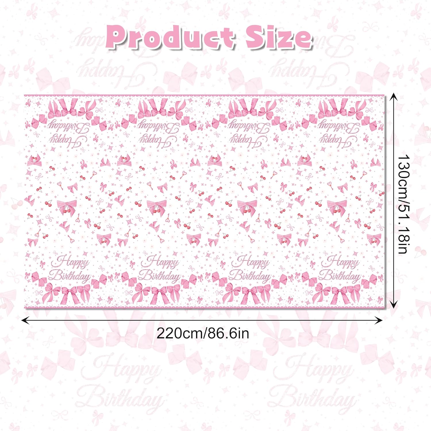 CC HOME Pink Bow Party Tablecloth 54x87 Inch