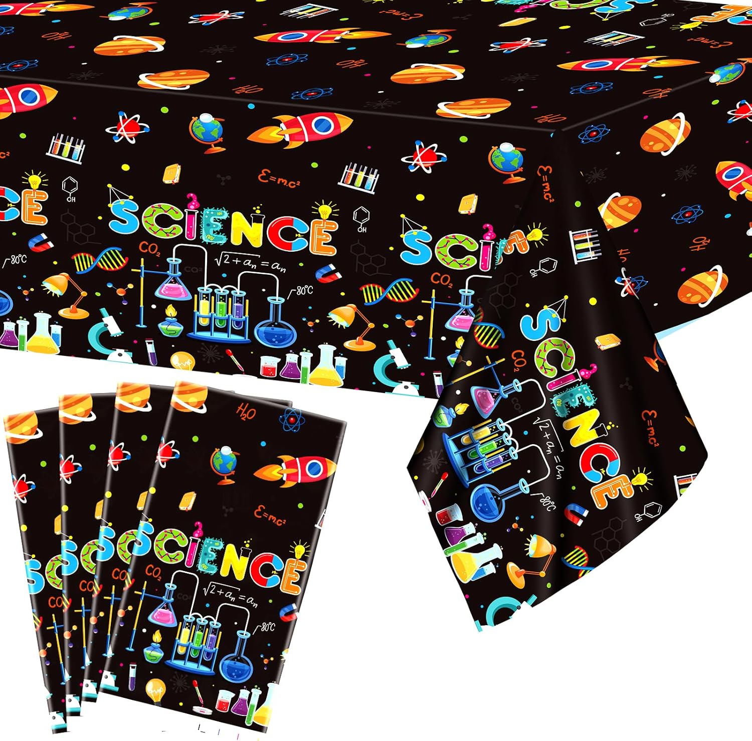 4 Pack Science Party Decorations Table Covers 54x86 Inch