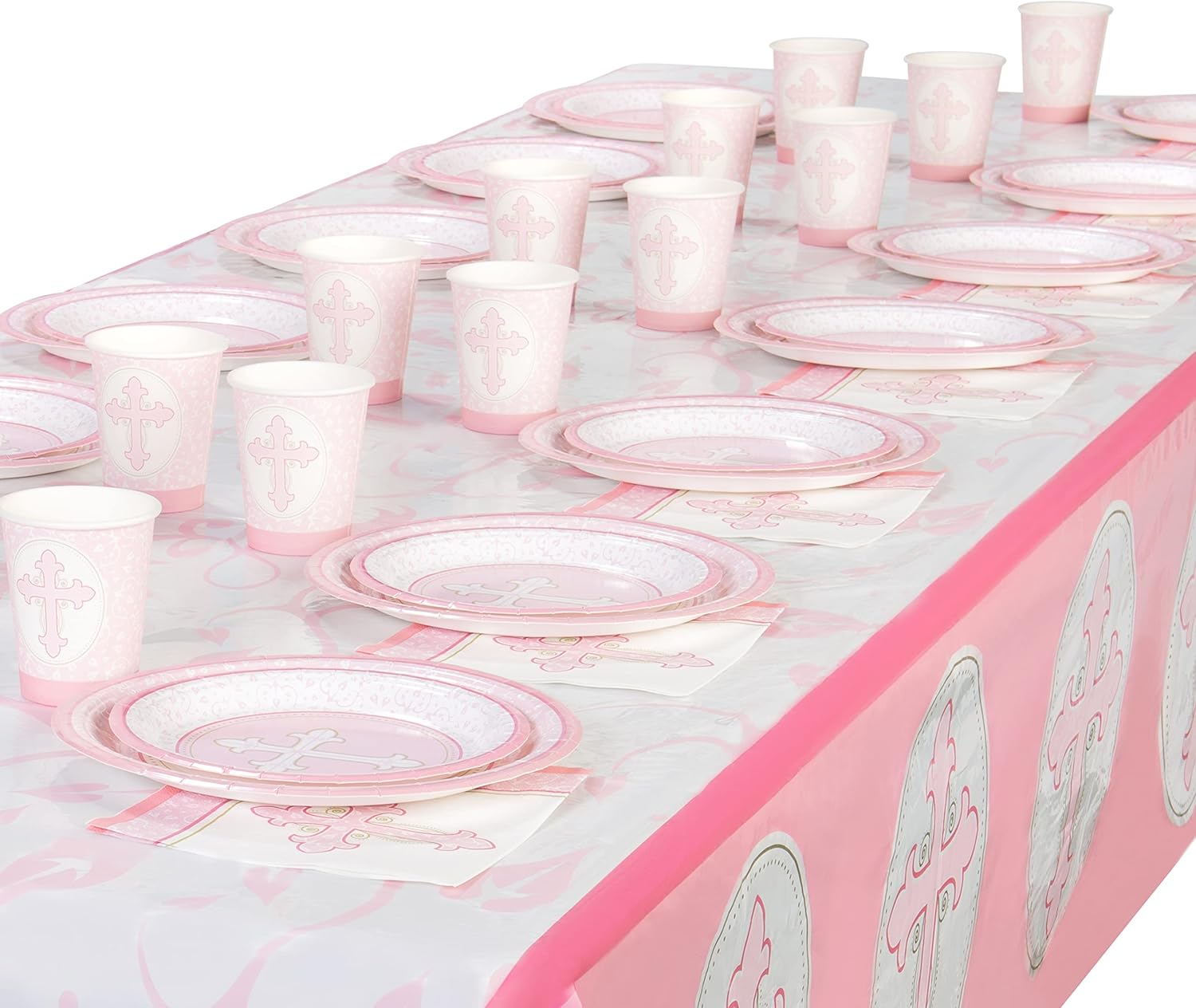 Pink Baptism Tablecloth Set of 2 for Girls