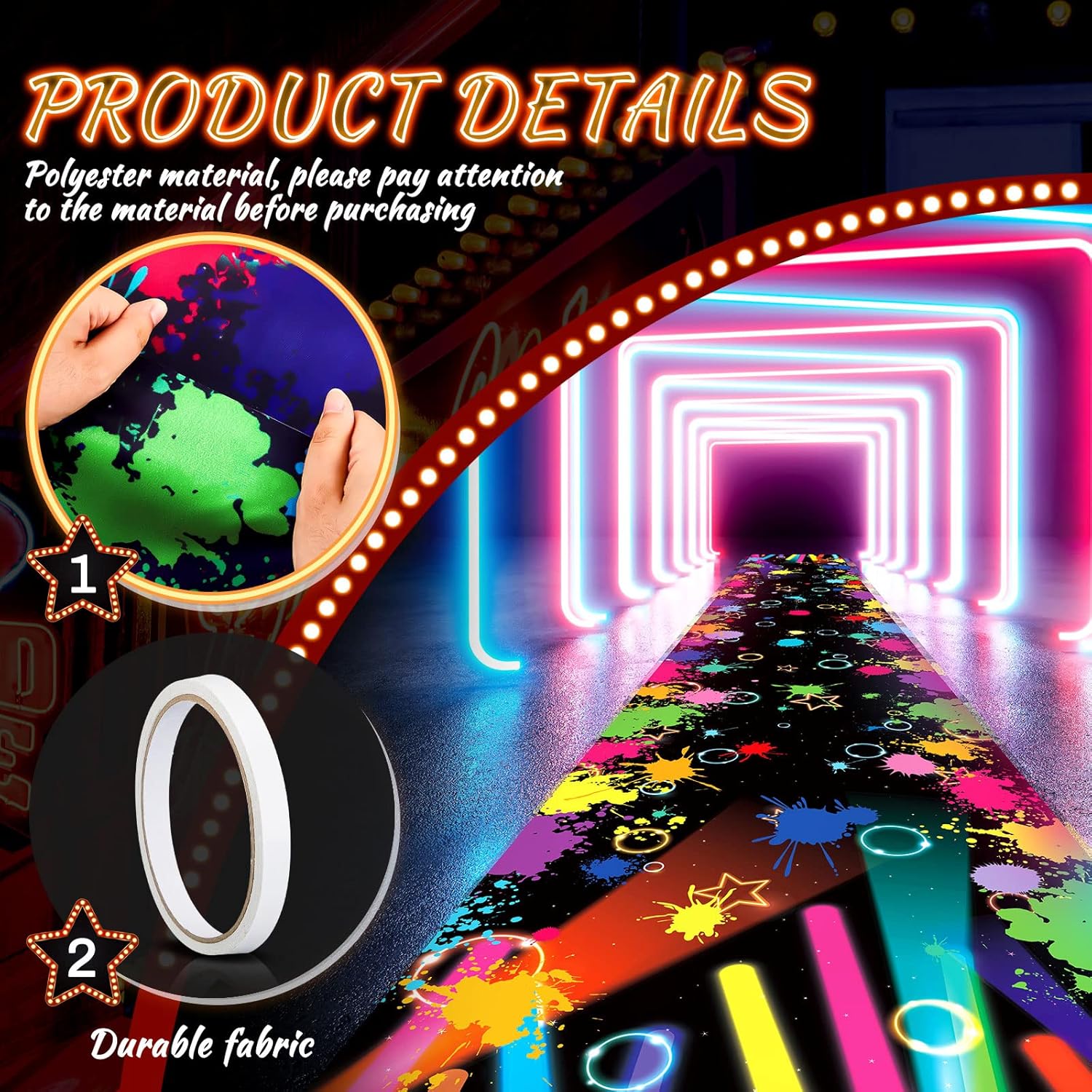 Fabbay Glow in the Dark Neon Carpet Runner 10ft