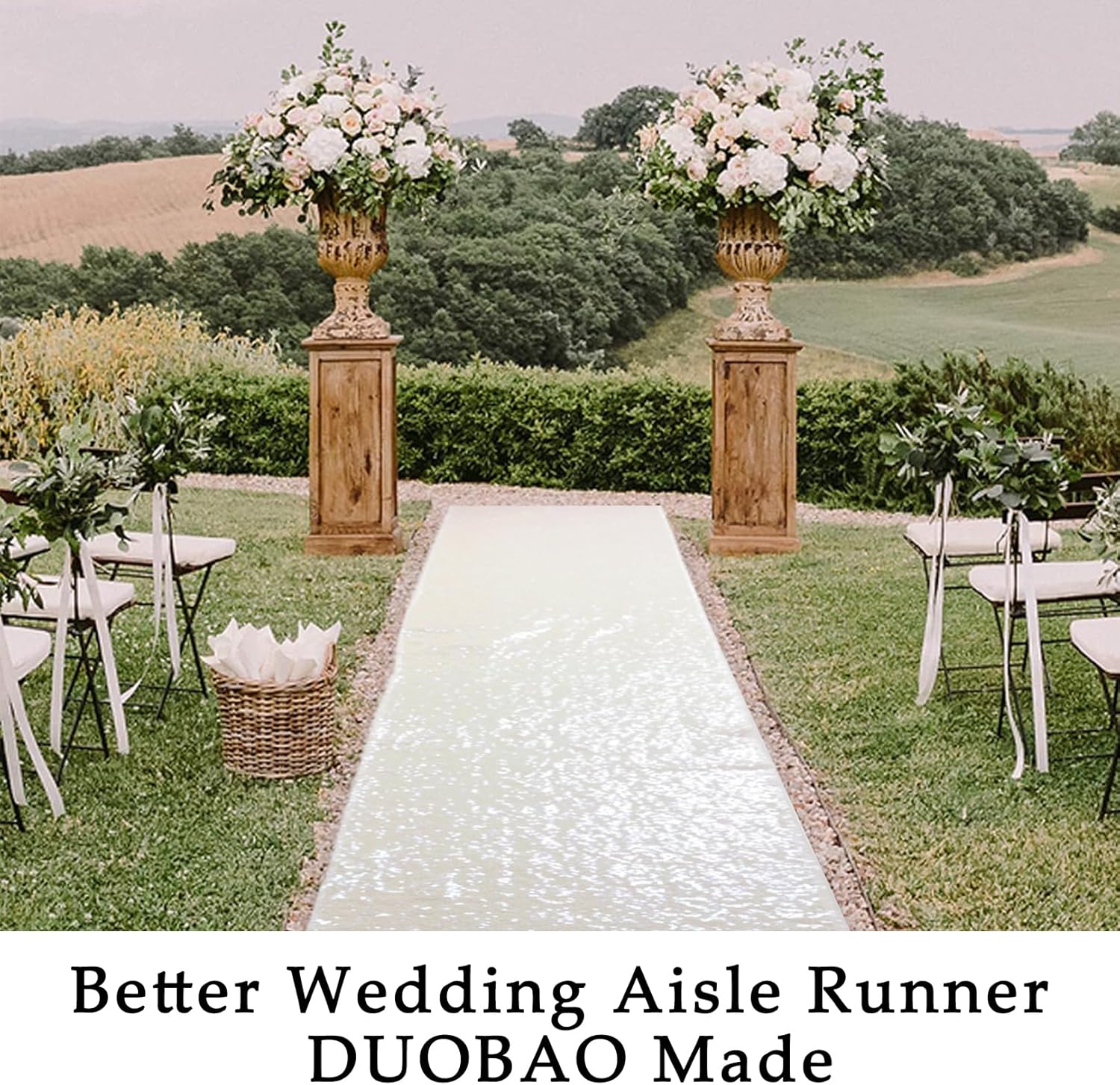 DuoBao Ivory Sequin Aisle Runner 15FTx2FT Wedding Decor