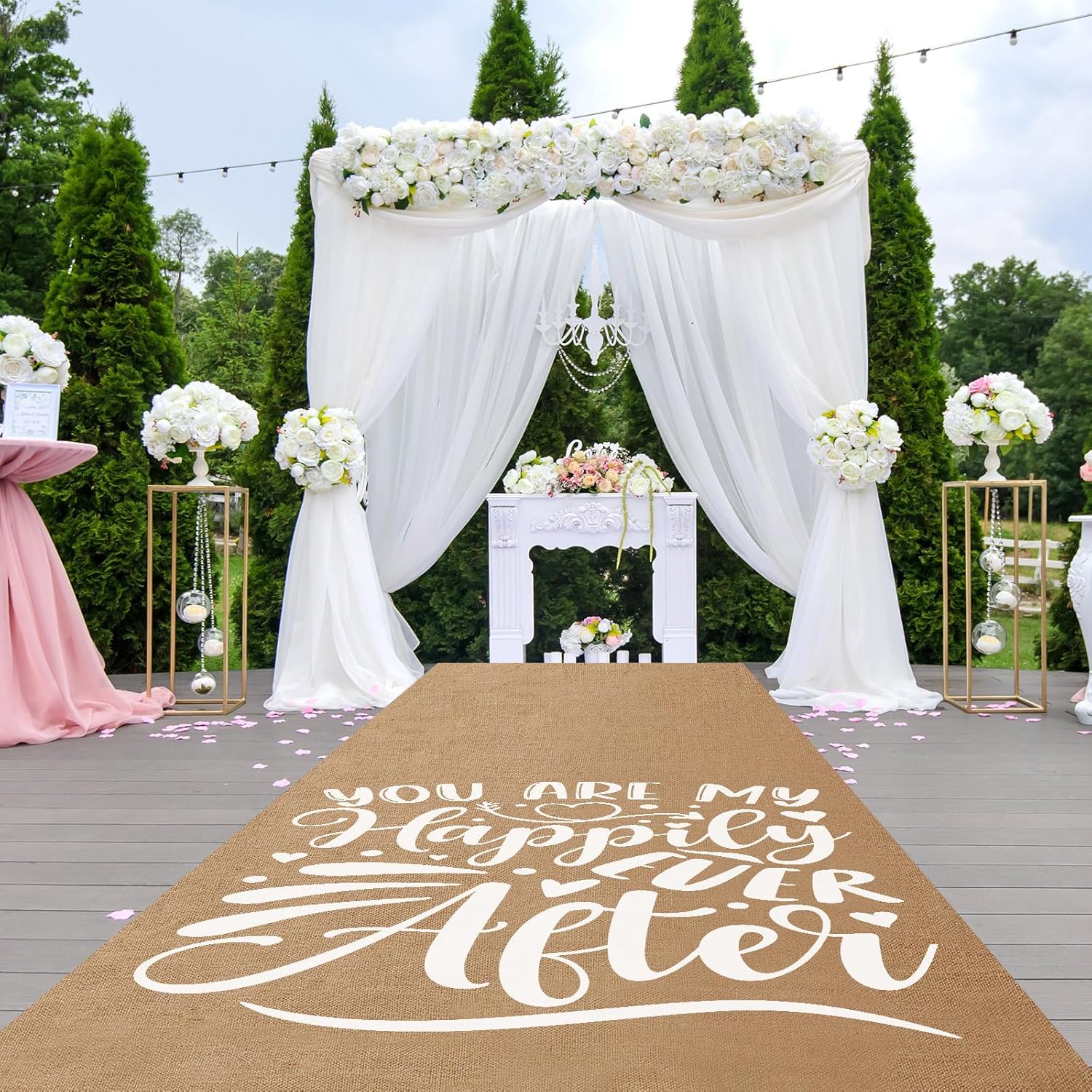Tudomro 40 Inch x 50 Ft Natural Burlap Wedding Aisle Runner 1