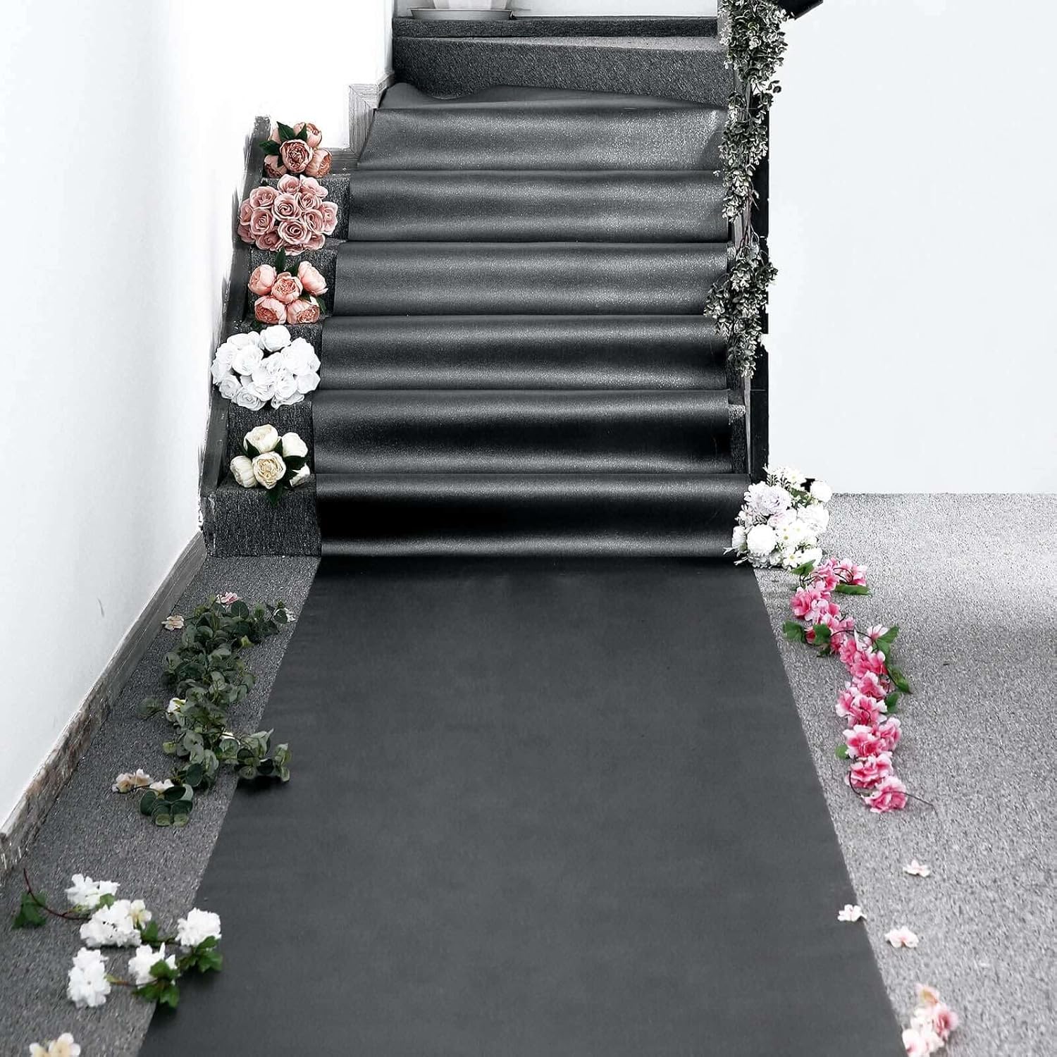 Efavormart 3FT x 50FT Black Glitter Aisle Runner