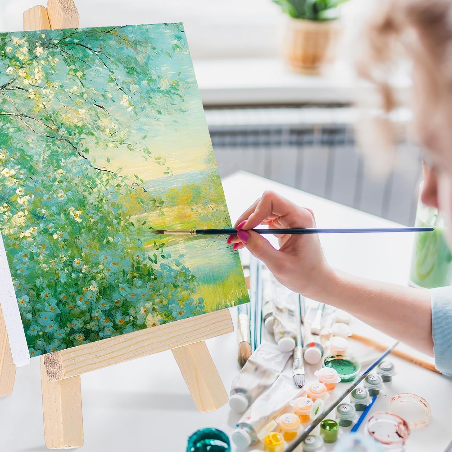 30 Pack Mini Canvases with Easel Sets for Art