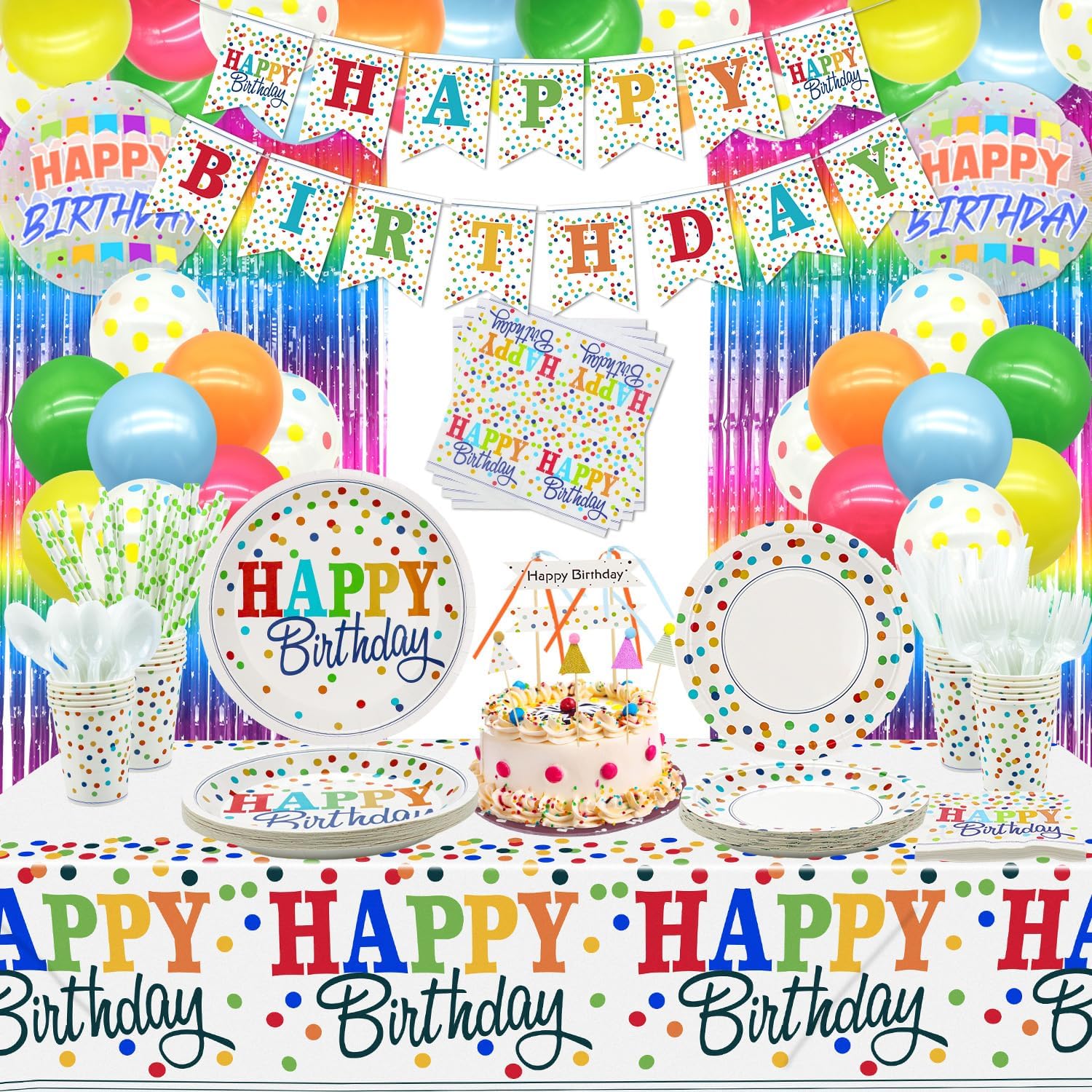 212 PCS Rainbow Party Decor Kit for 20 Guests