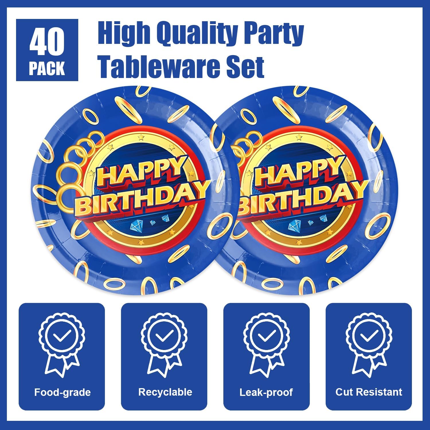 40Pcs S-onic Party Decoration Set with Napkins and Plates