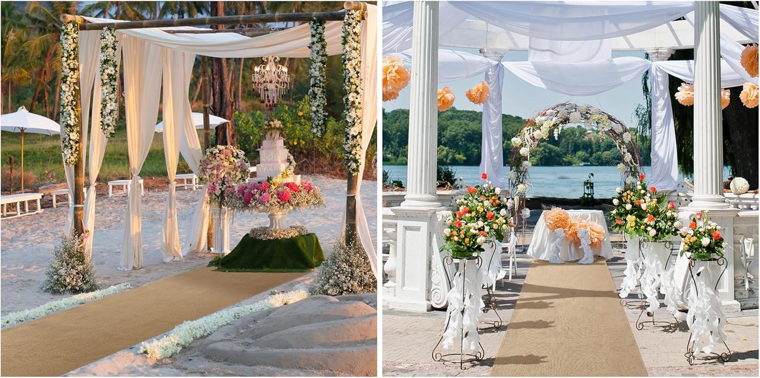 50 Inch X 50 Feet Natural Burlap Aisle Runner for Wedding