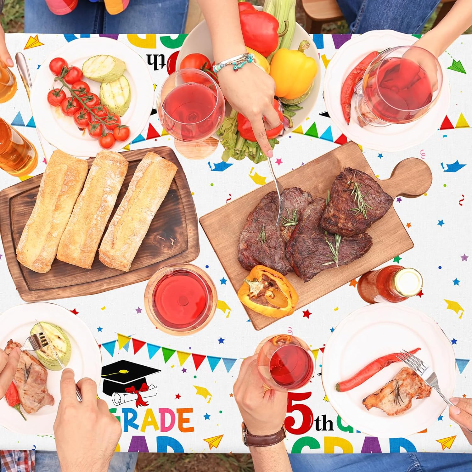 HAKOTI 3PCS 5th Grade Graduation Tablecloth Set