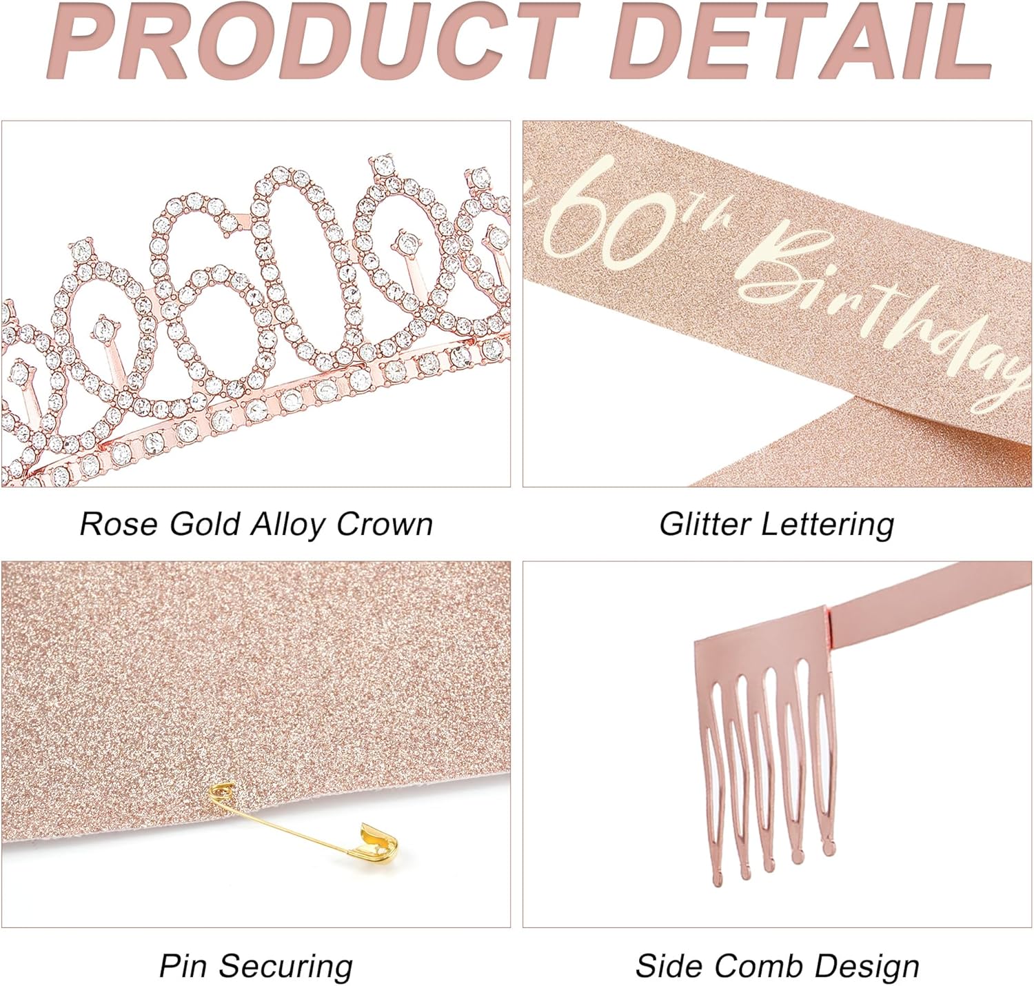 60th Birthday Decor Set Rose Gold
