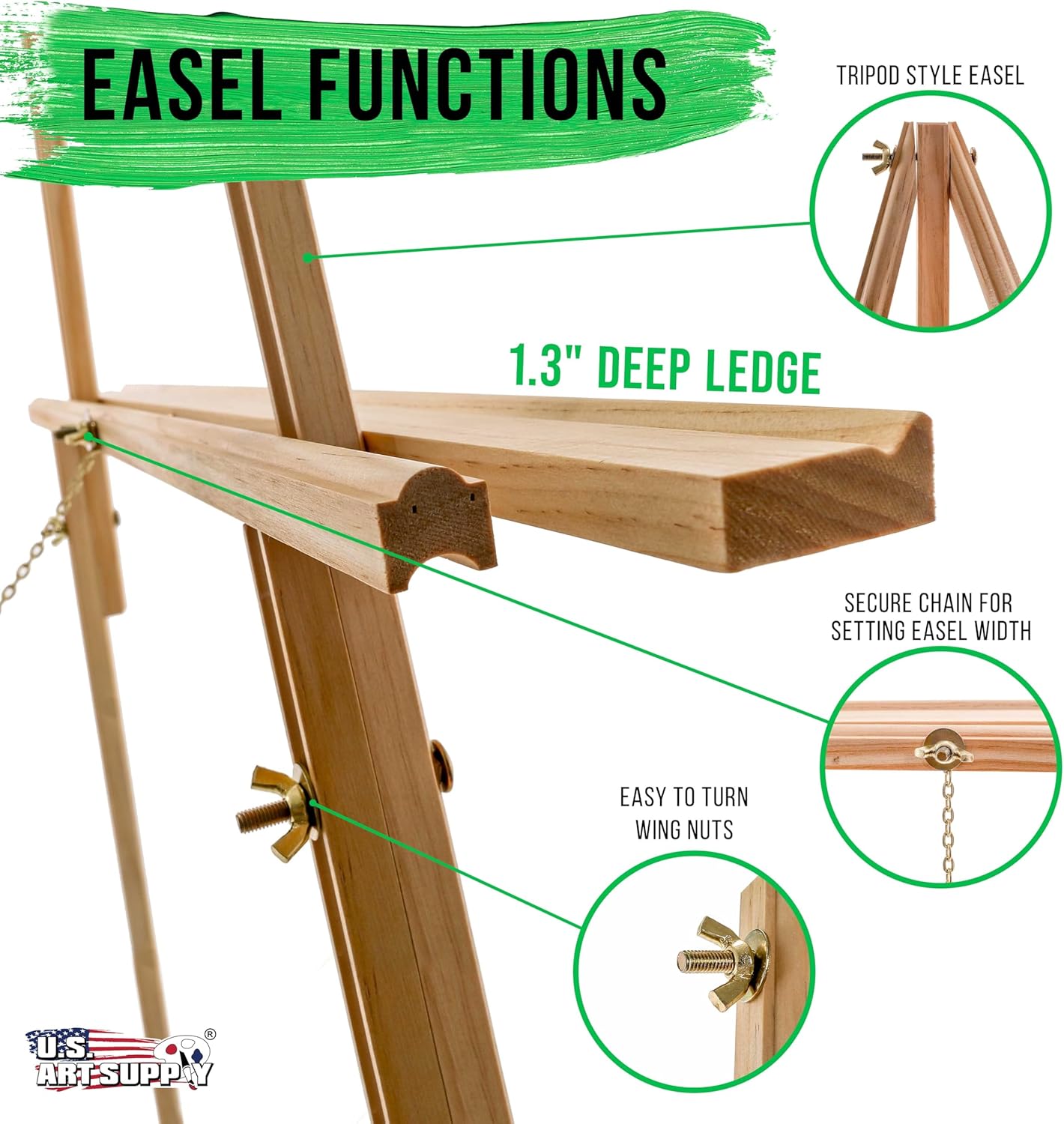 US Art Supply 64 inch Wooden Easel Stand