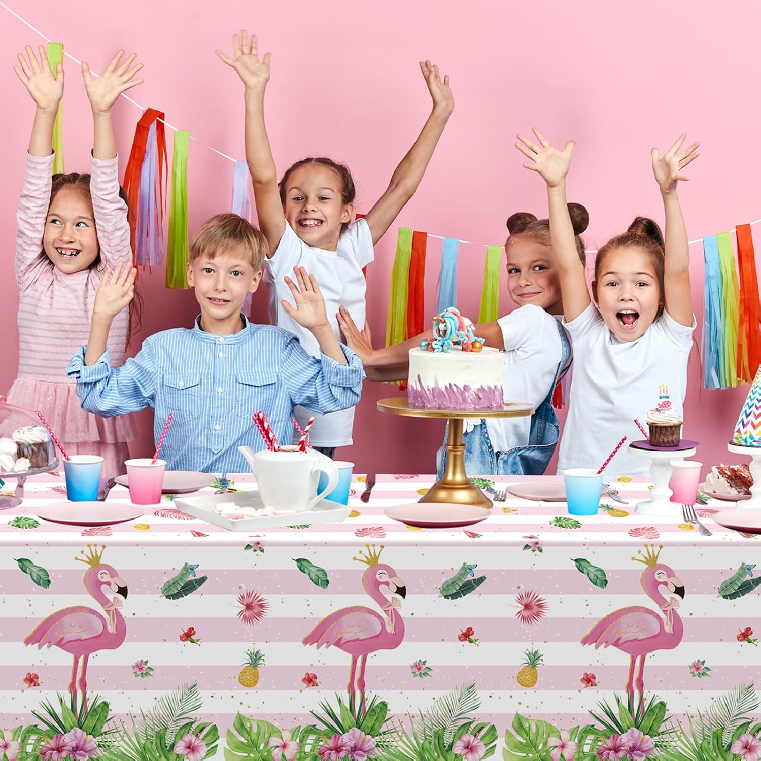 3 Pack Flamingo Tablecloths for Summer Party Decorations