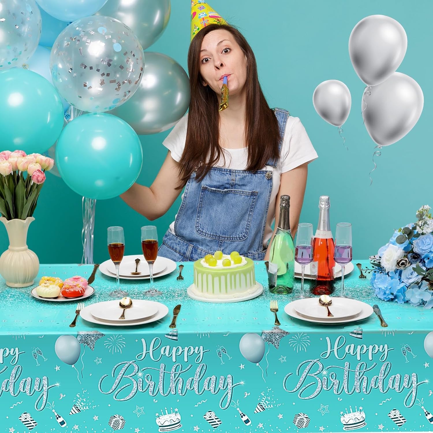 Tudomro 3 Pcs Happy Birthday Tablecloths Set