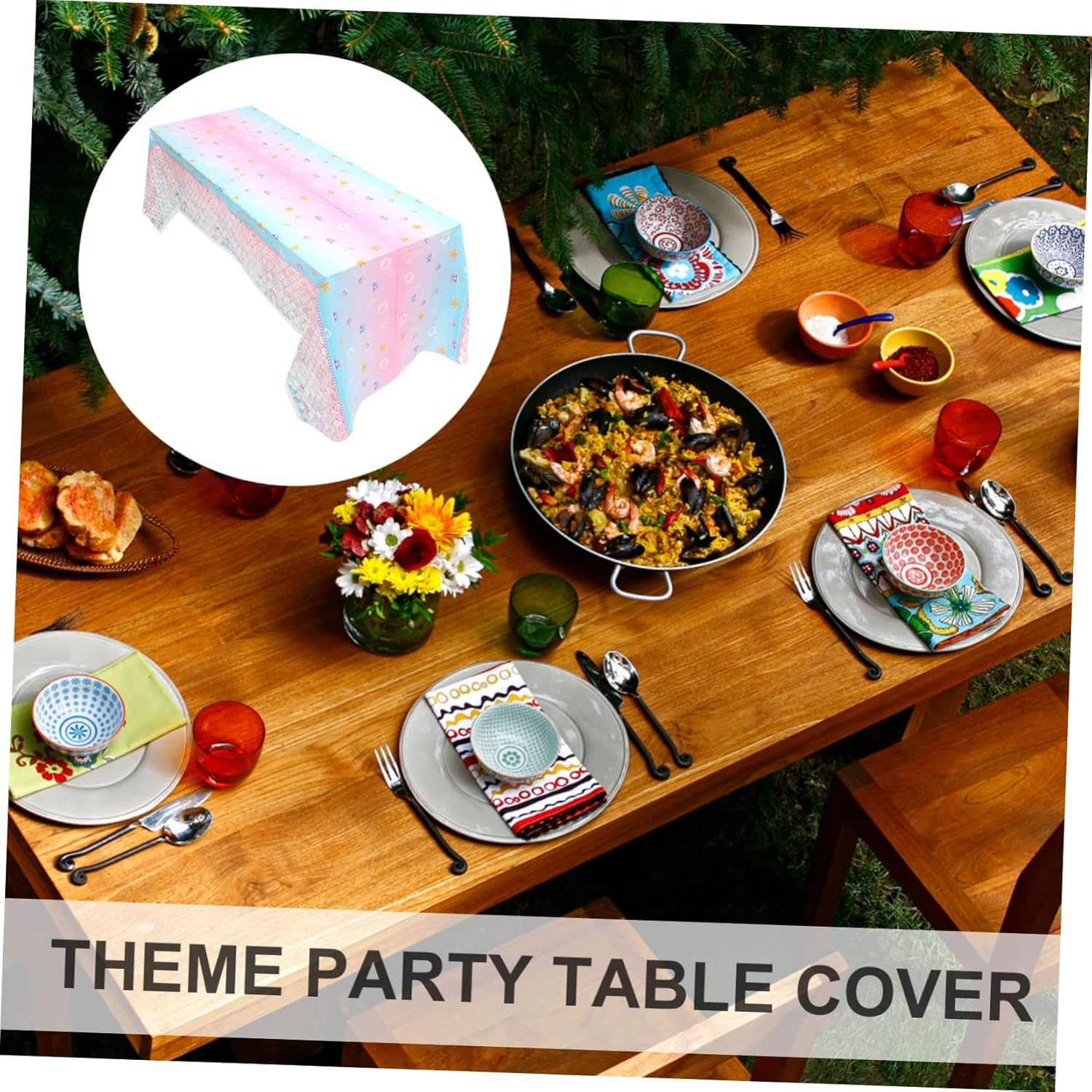 ULDIGI Disposable Mermaid Tablecloth for Birthday Parties