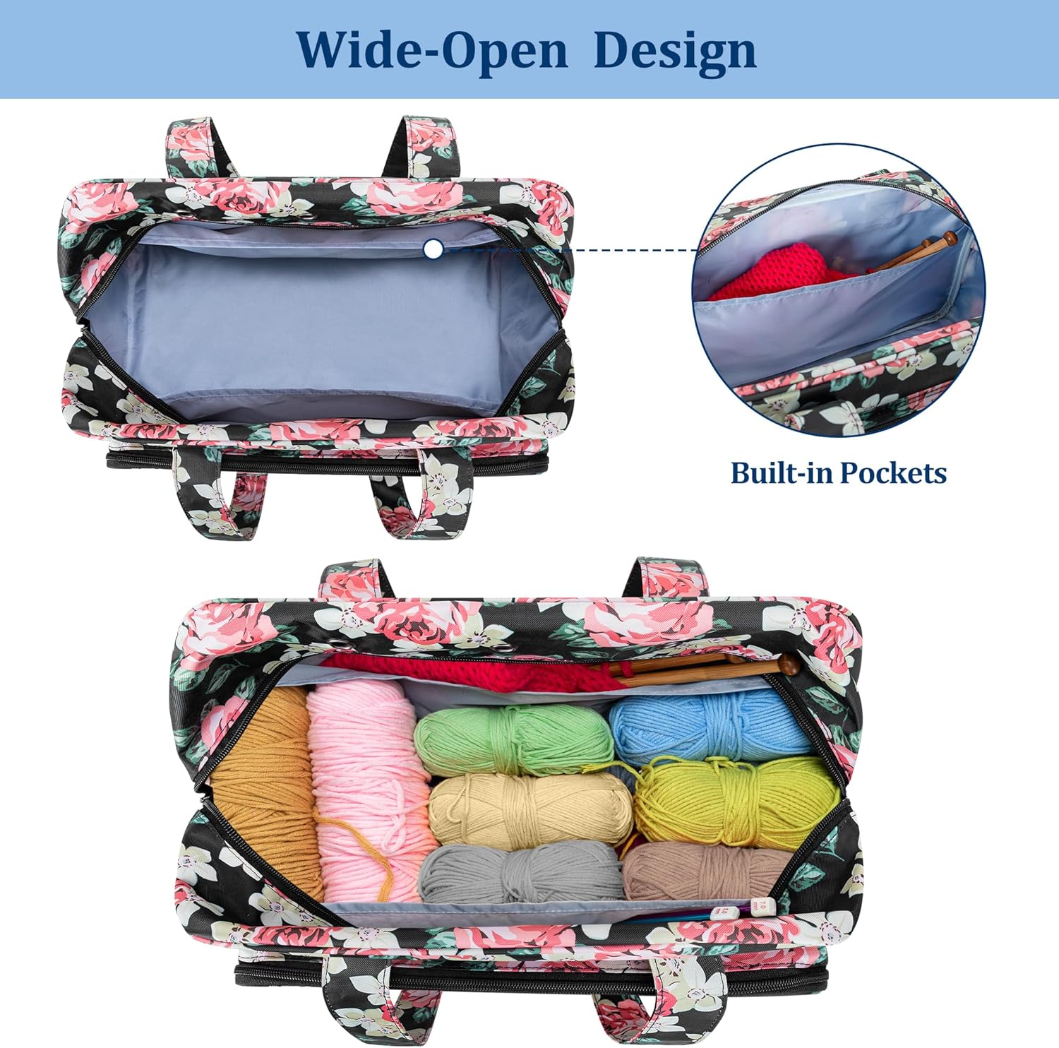 Teamoy Yarn Storage Tote Bag for Knitting and Crochet