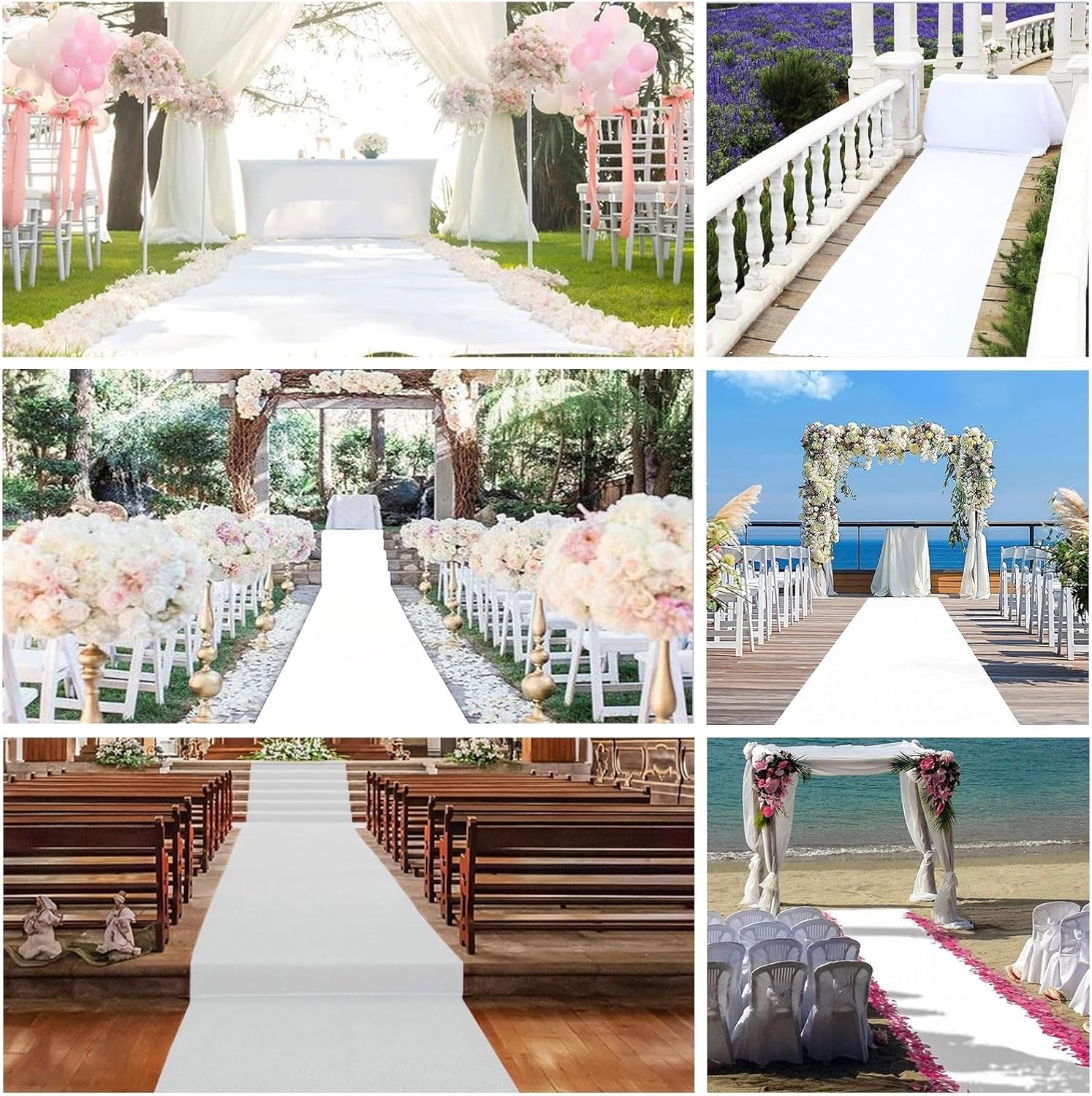 Luyckfrazy Carpet Runners White Wedding Aisle Runner 15x20m