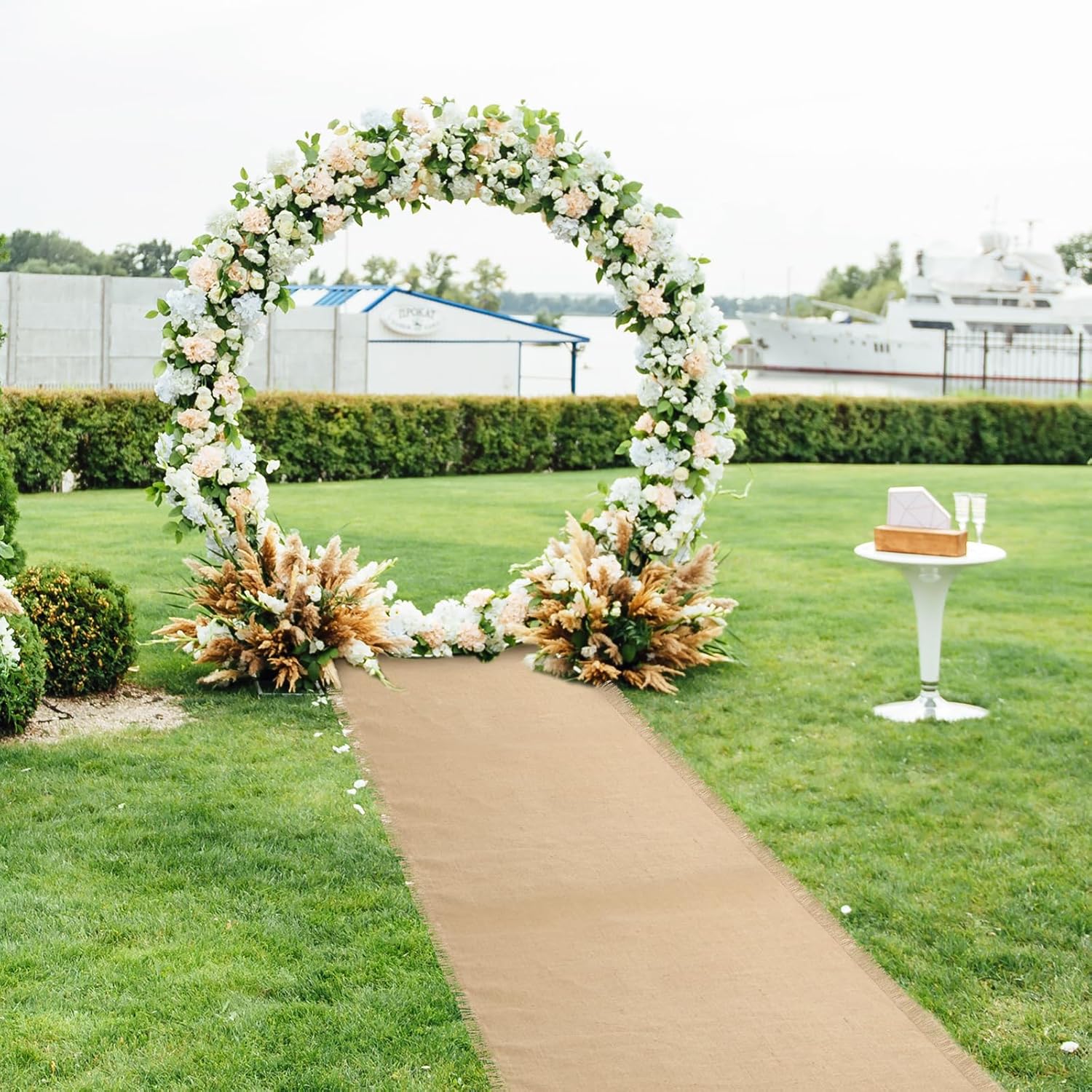 VitalCozy Jute Wedding Aisle Runner 40 x 50 Fringed