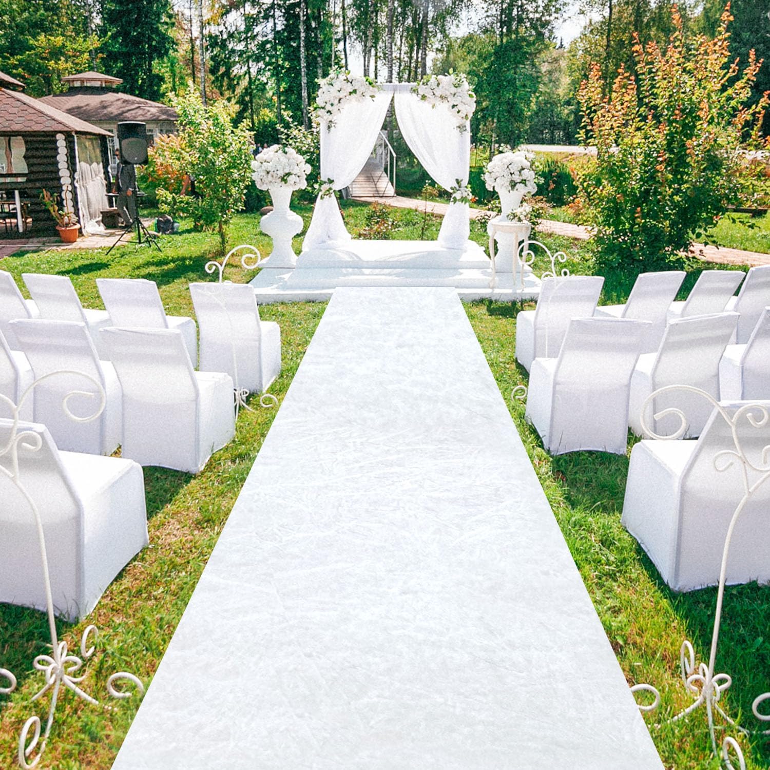 White Velvet Aisle Runner Rug for Wedding Ceremony 5x20FT