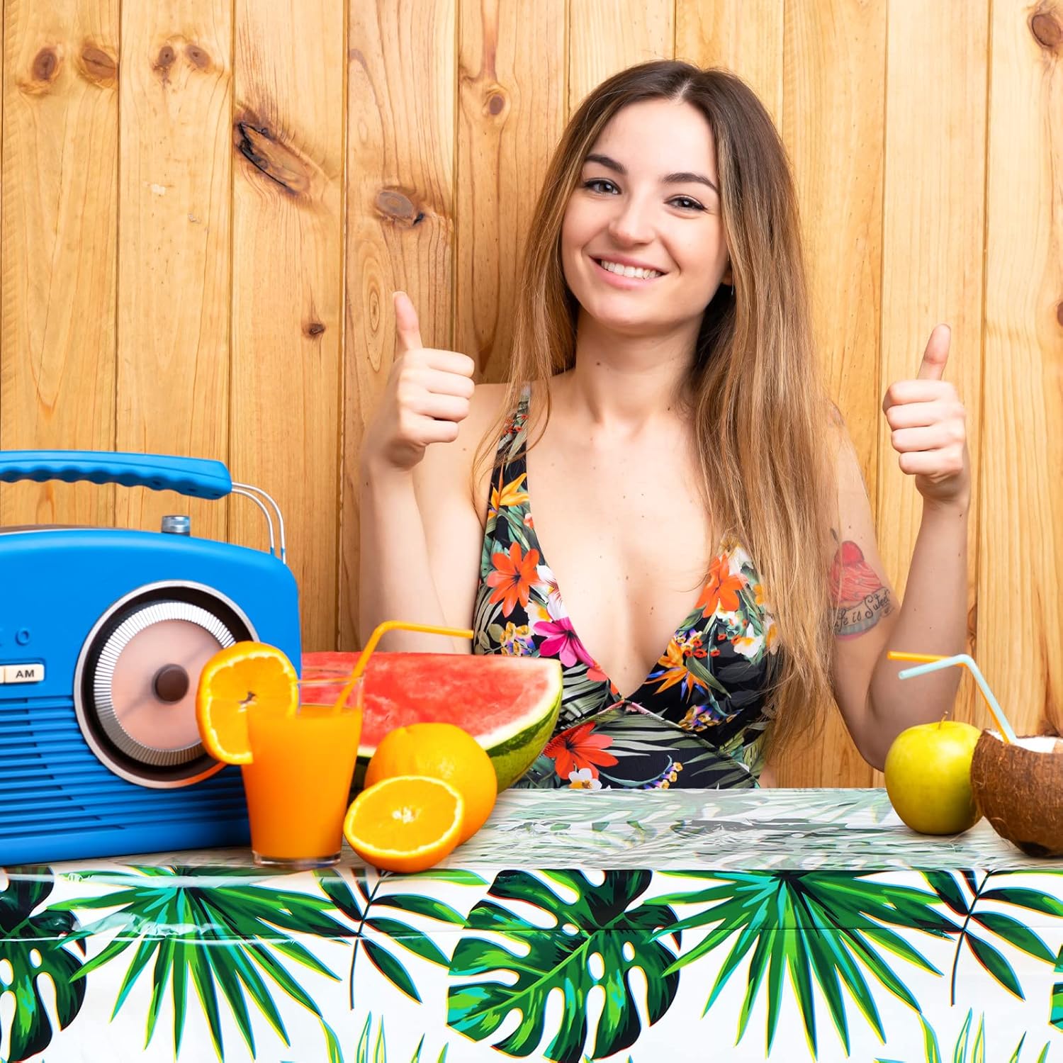 Mixweer 6 Pcs Hawaiian Luau Tablecloths for Party Decoration