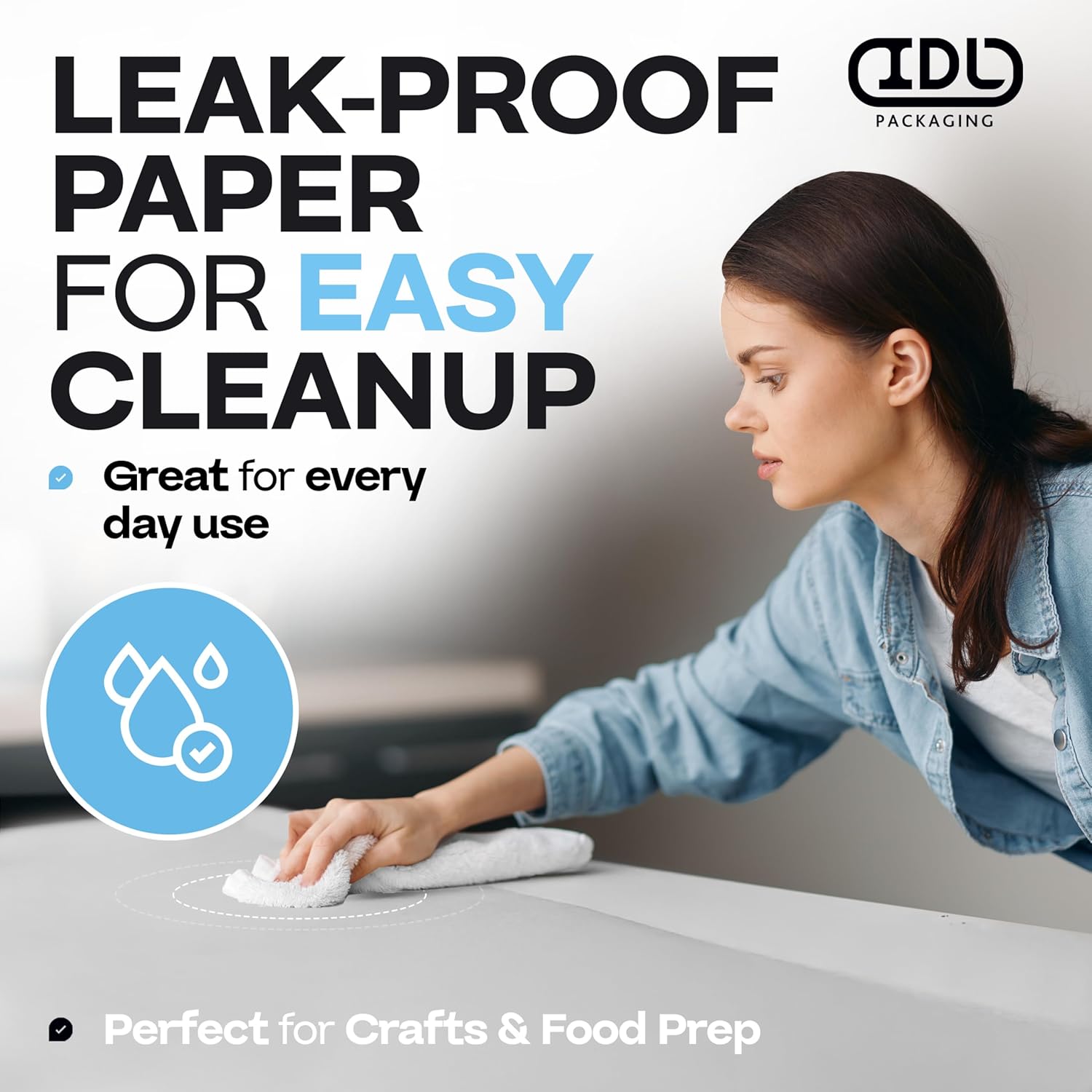 IDL Packaging White Paper Tablecloth Roll 18 x 150 Feet