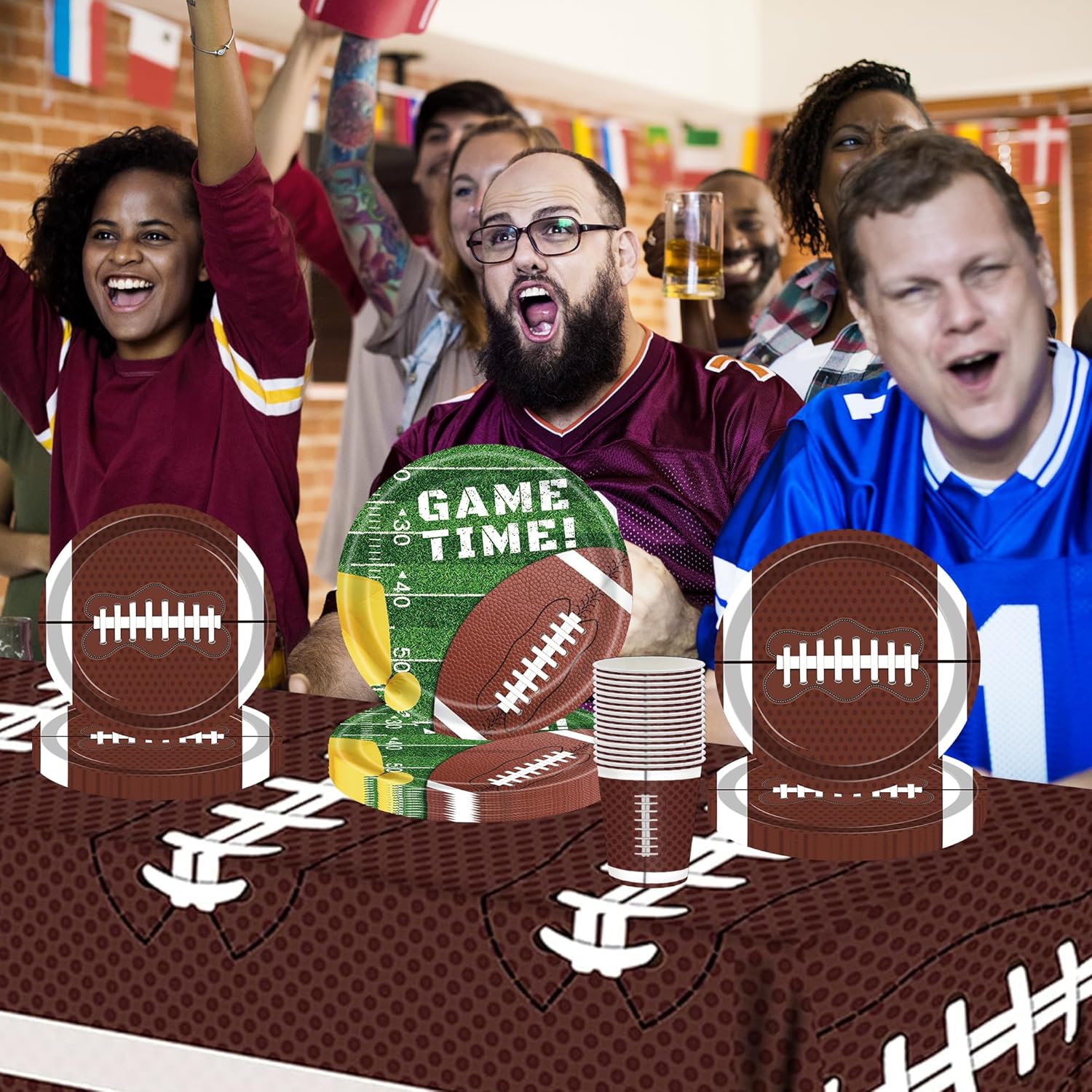 2pcs Football Tablecloth for Game Day Decorations 54x108 Inch